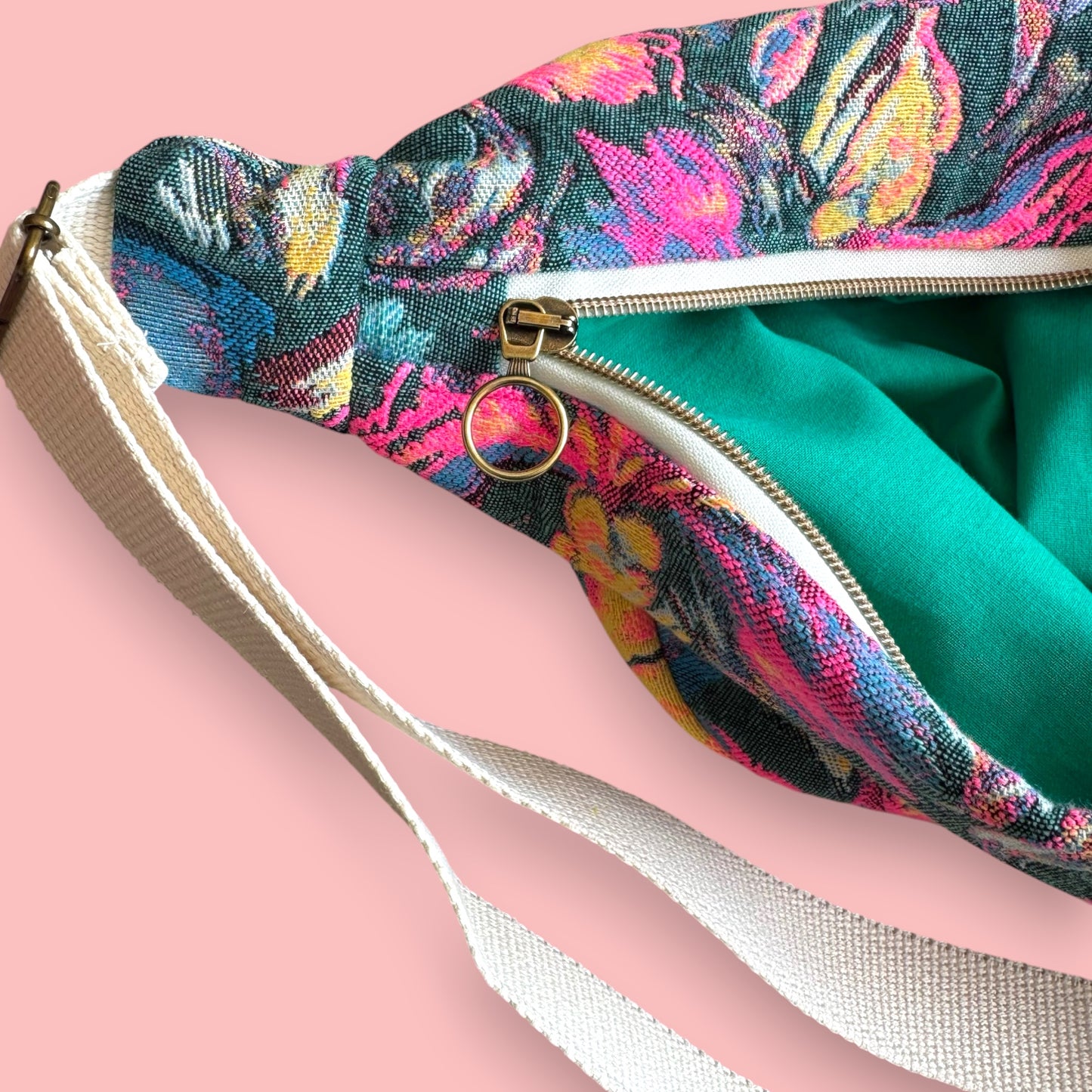 Sac Demi Lune - Fleuri Vintage Fluo
