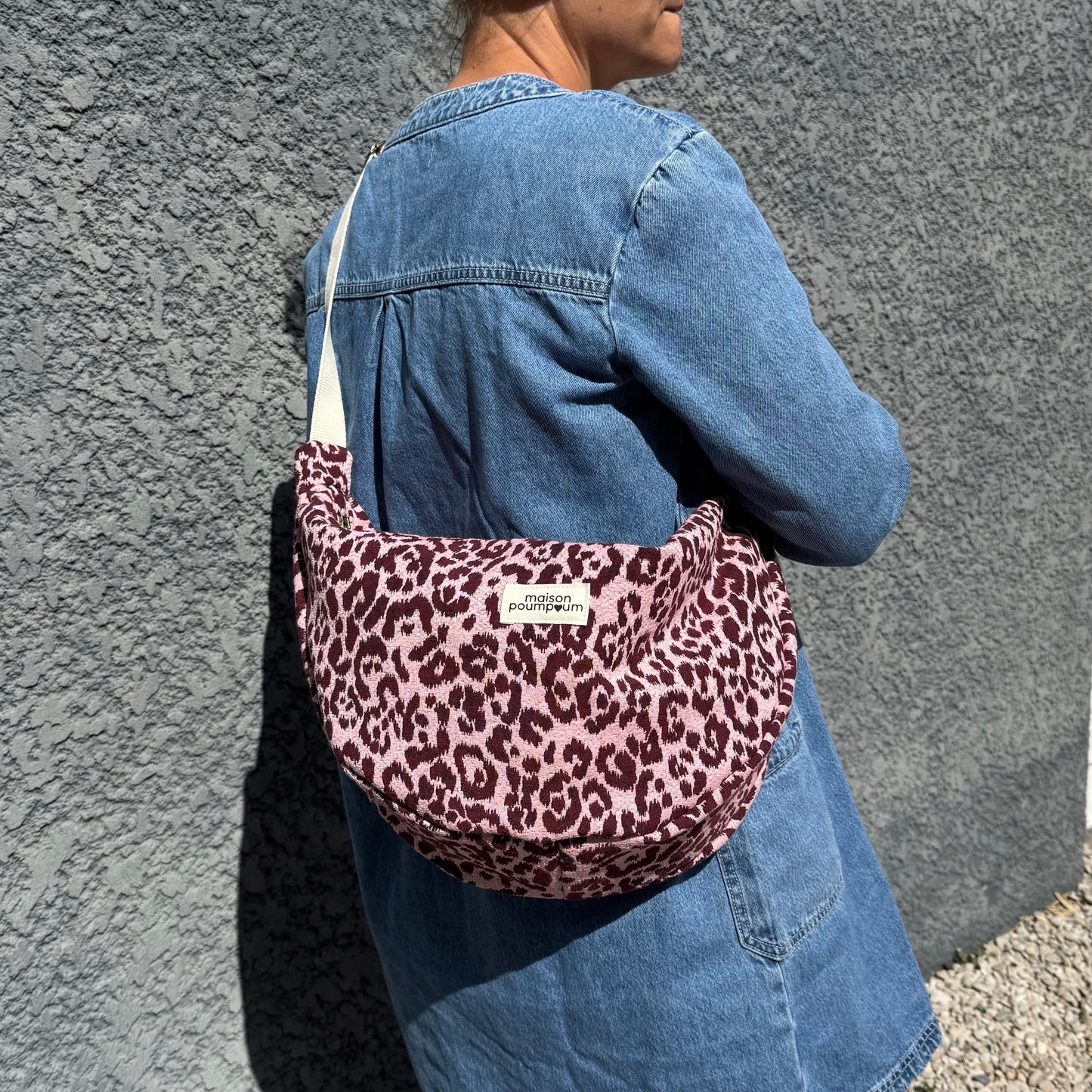 Sac Demi Lune - Leopard rose