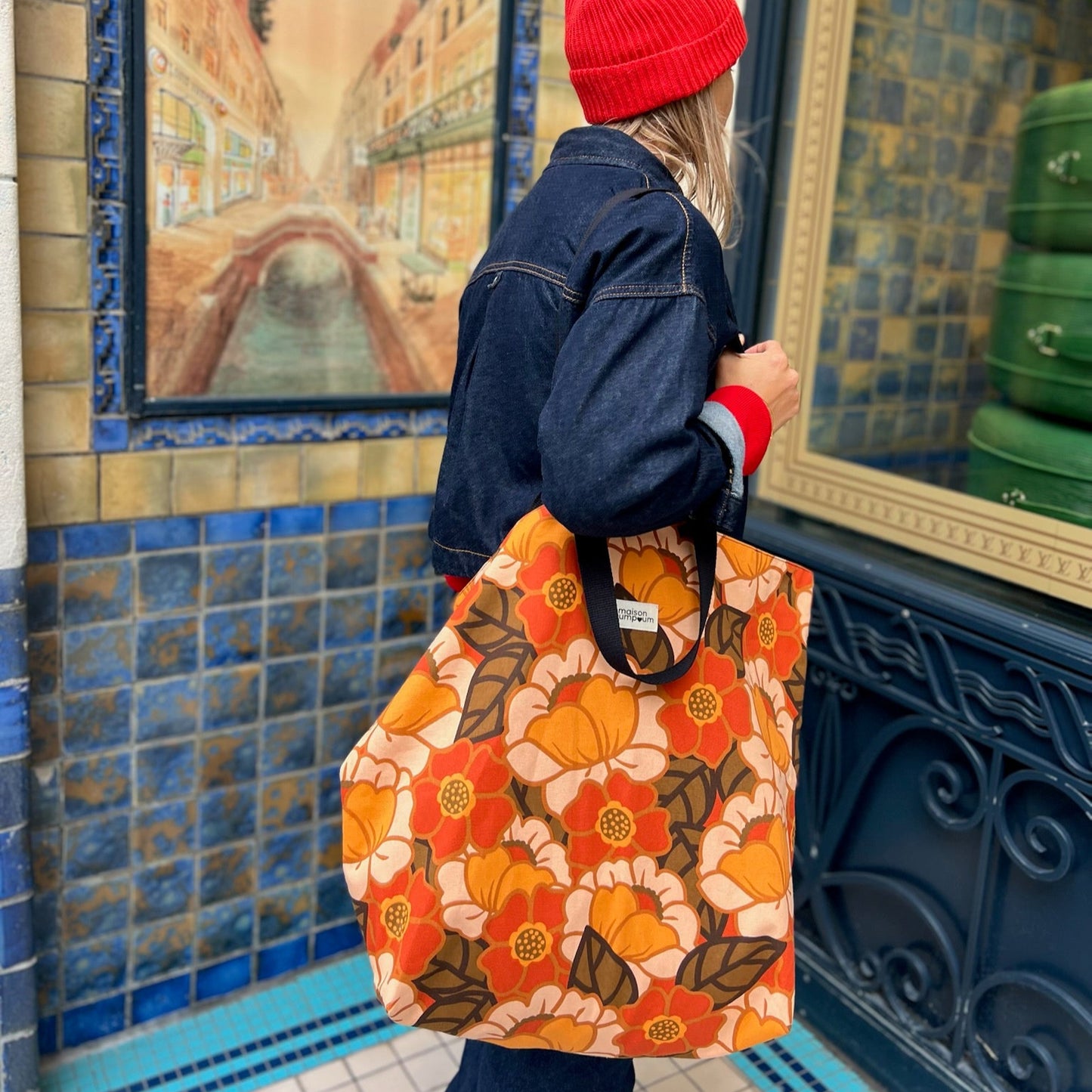 Maxi Totebag - Coton fleuri 70's