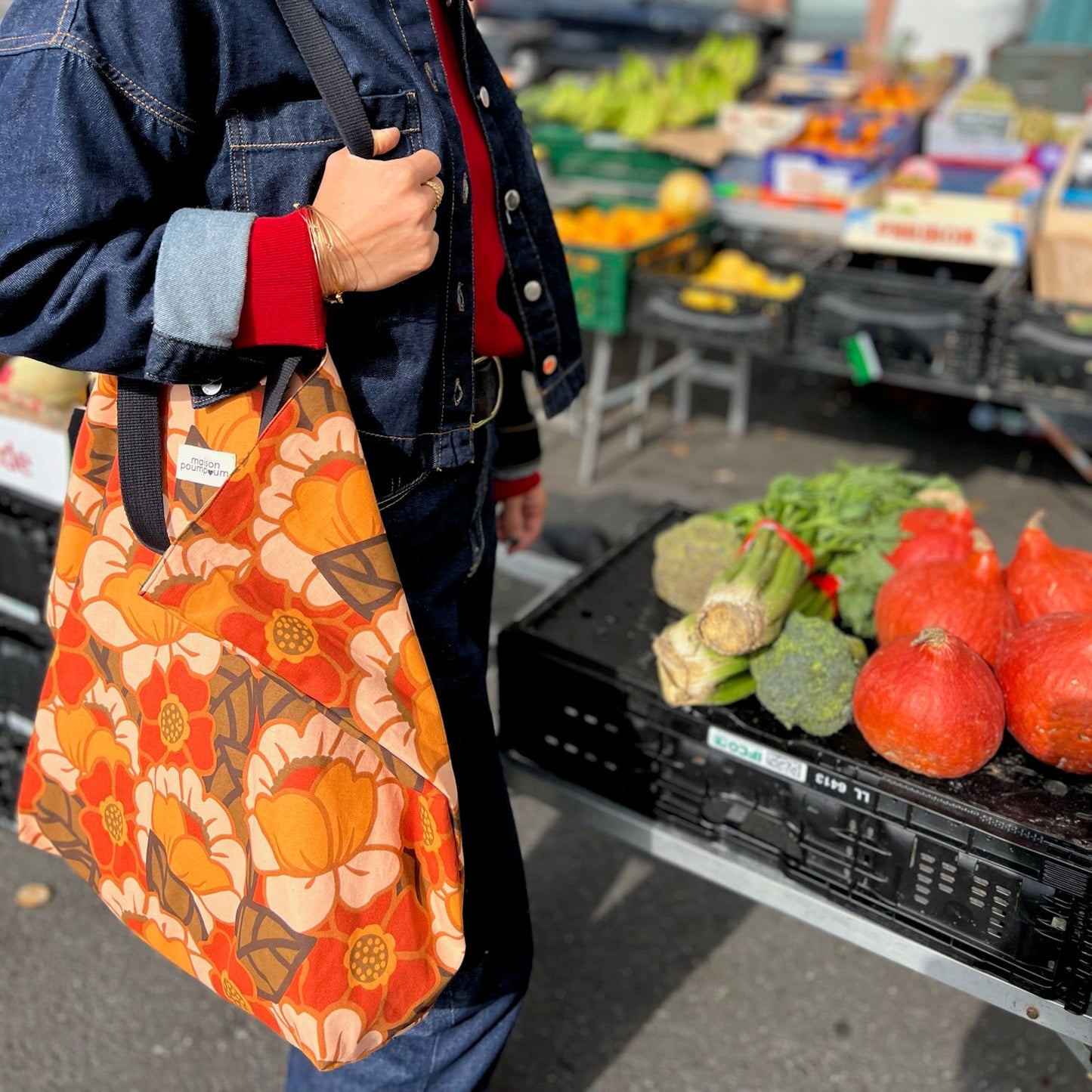 Maxi Totebag - Coton fleuri 70's