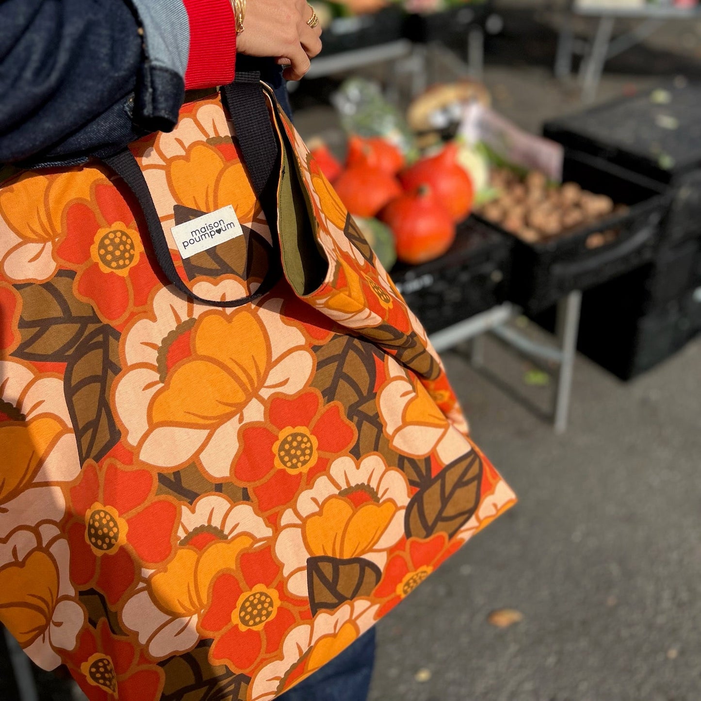 Maxi Totebag - Coton fleuri 70's