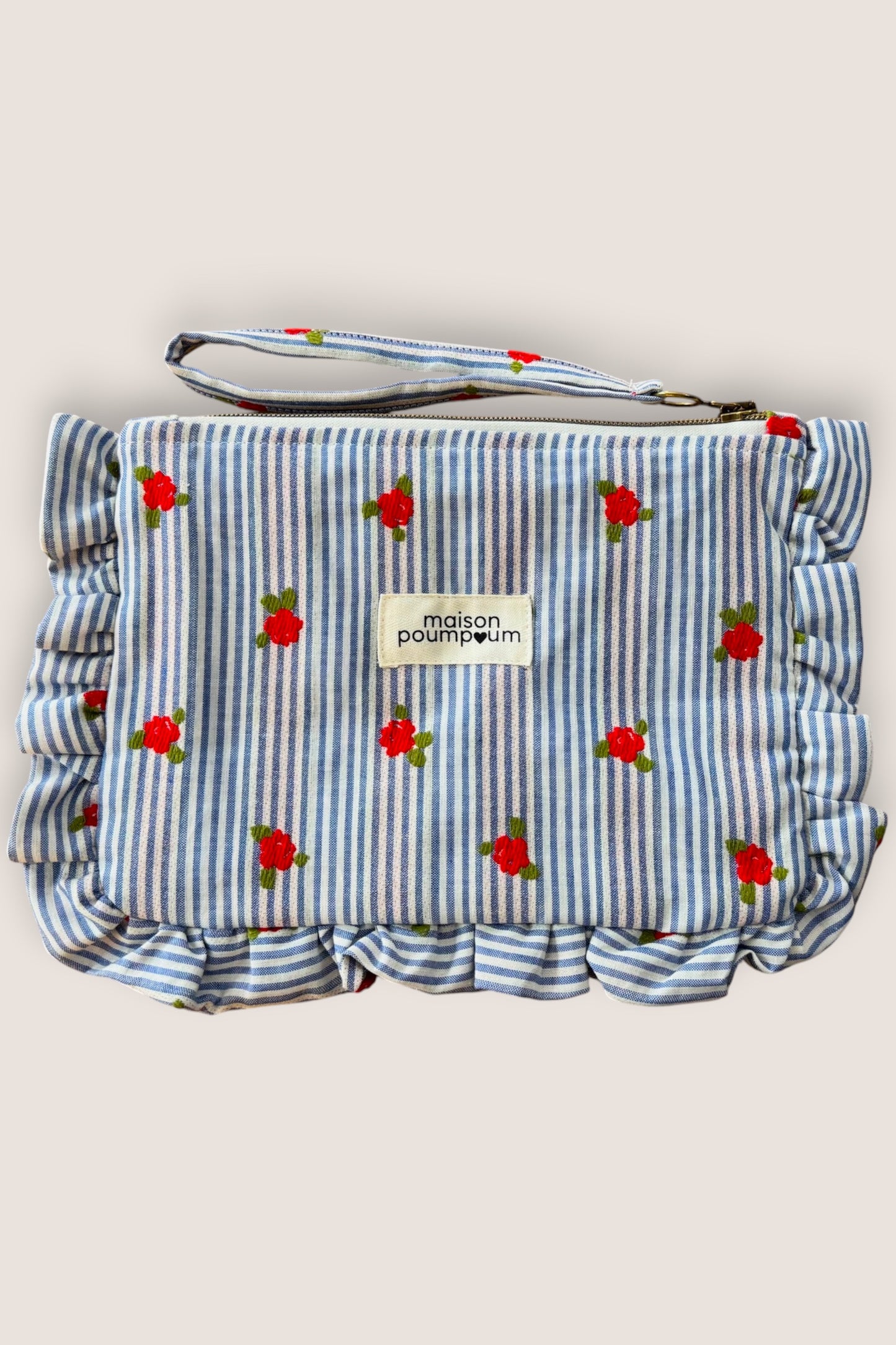 pochette froufrous rayures fleuries maison poumpoum face