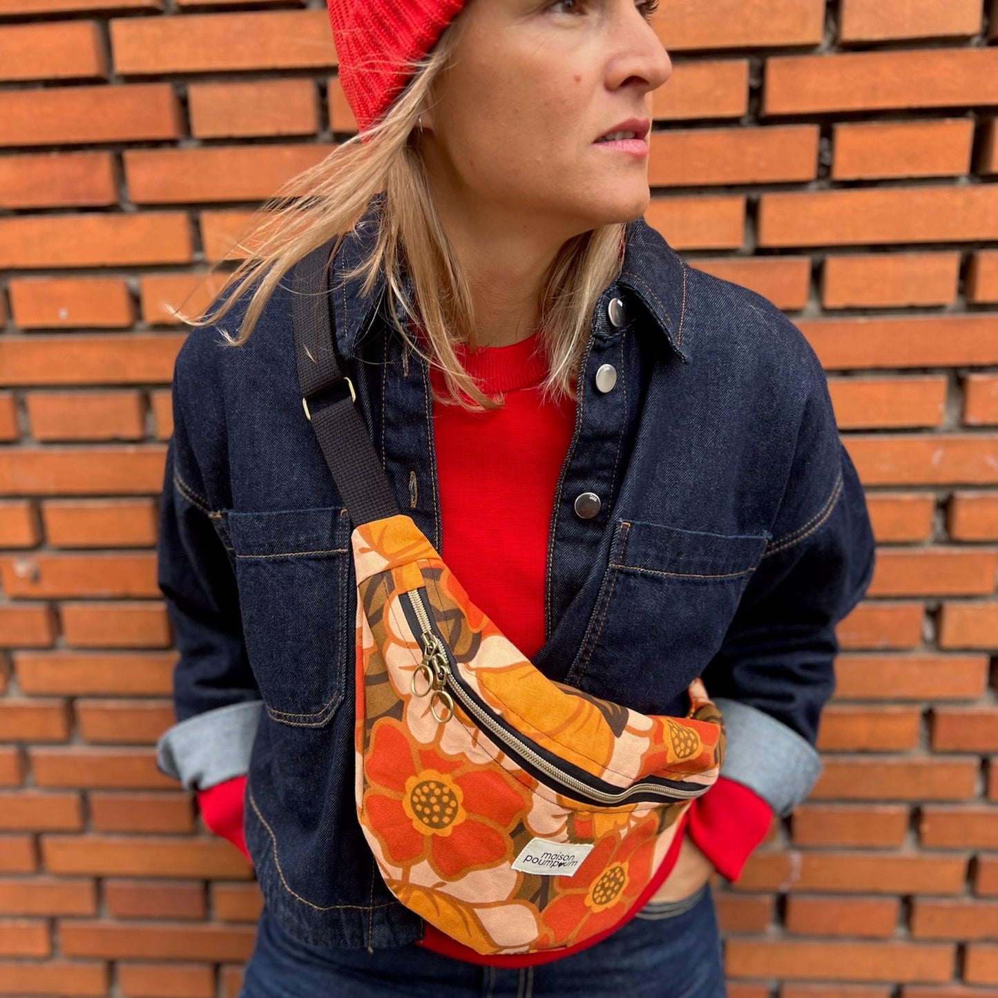 Sac banane fleuri 70's