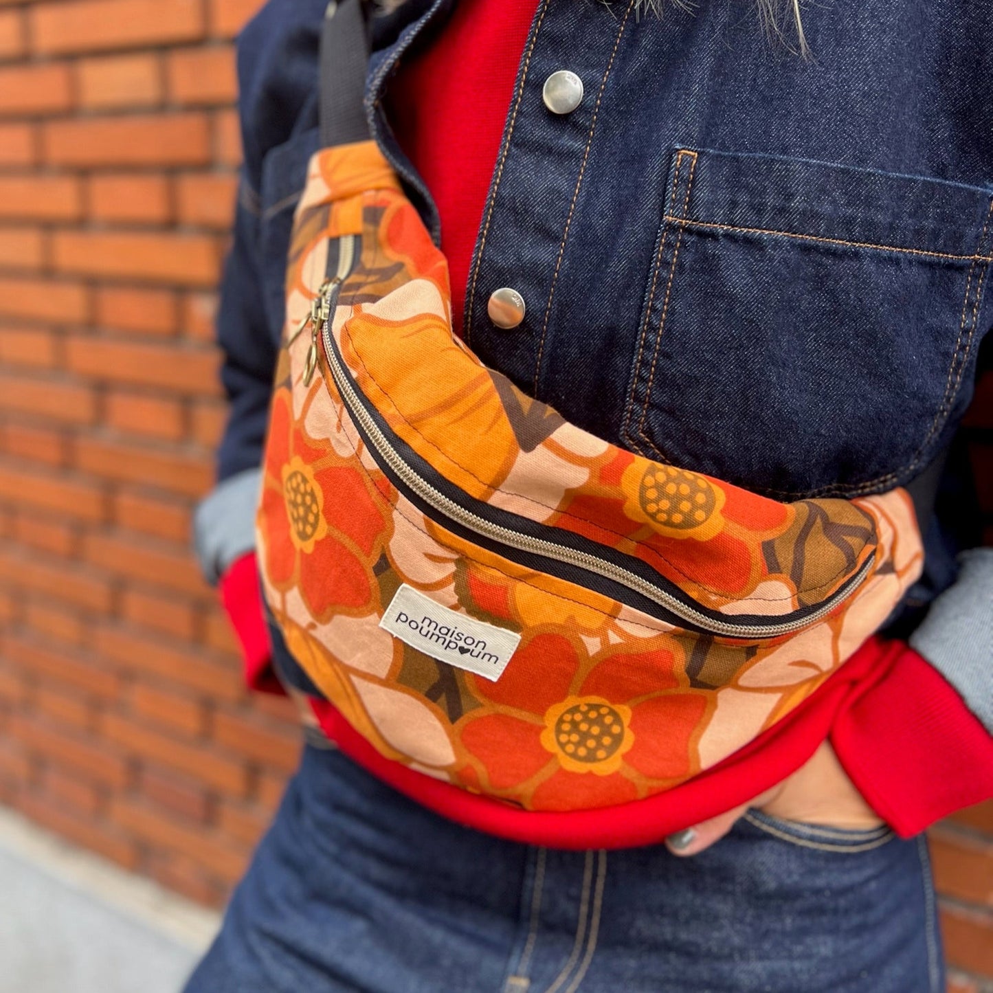 Sac banane fleuri 70's
