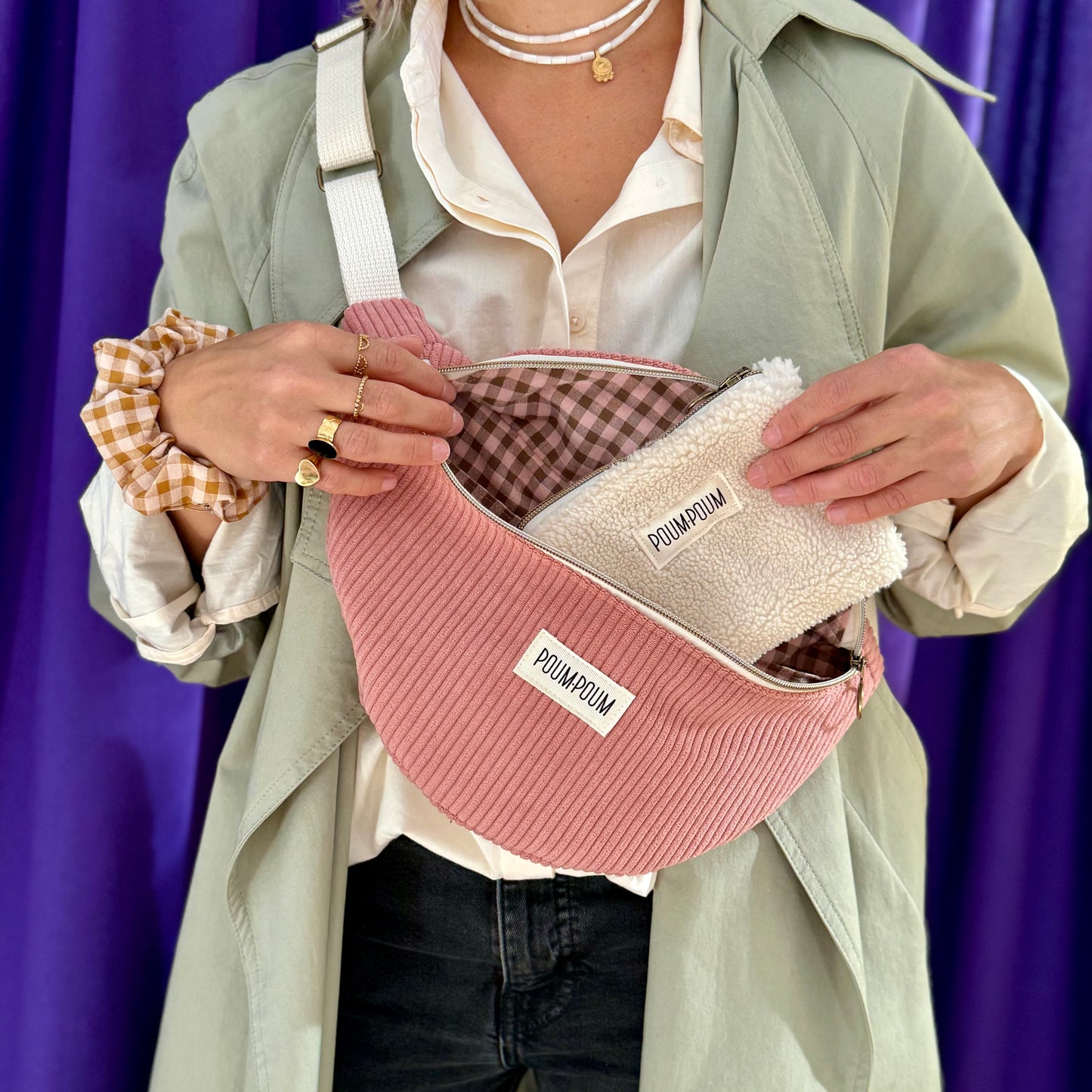 Sac Banane Velours Bois de Rose zoom