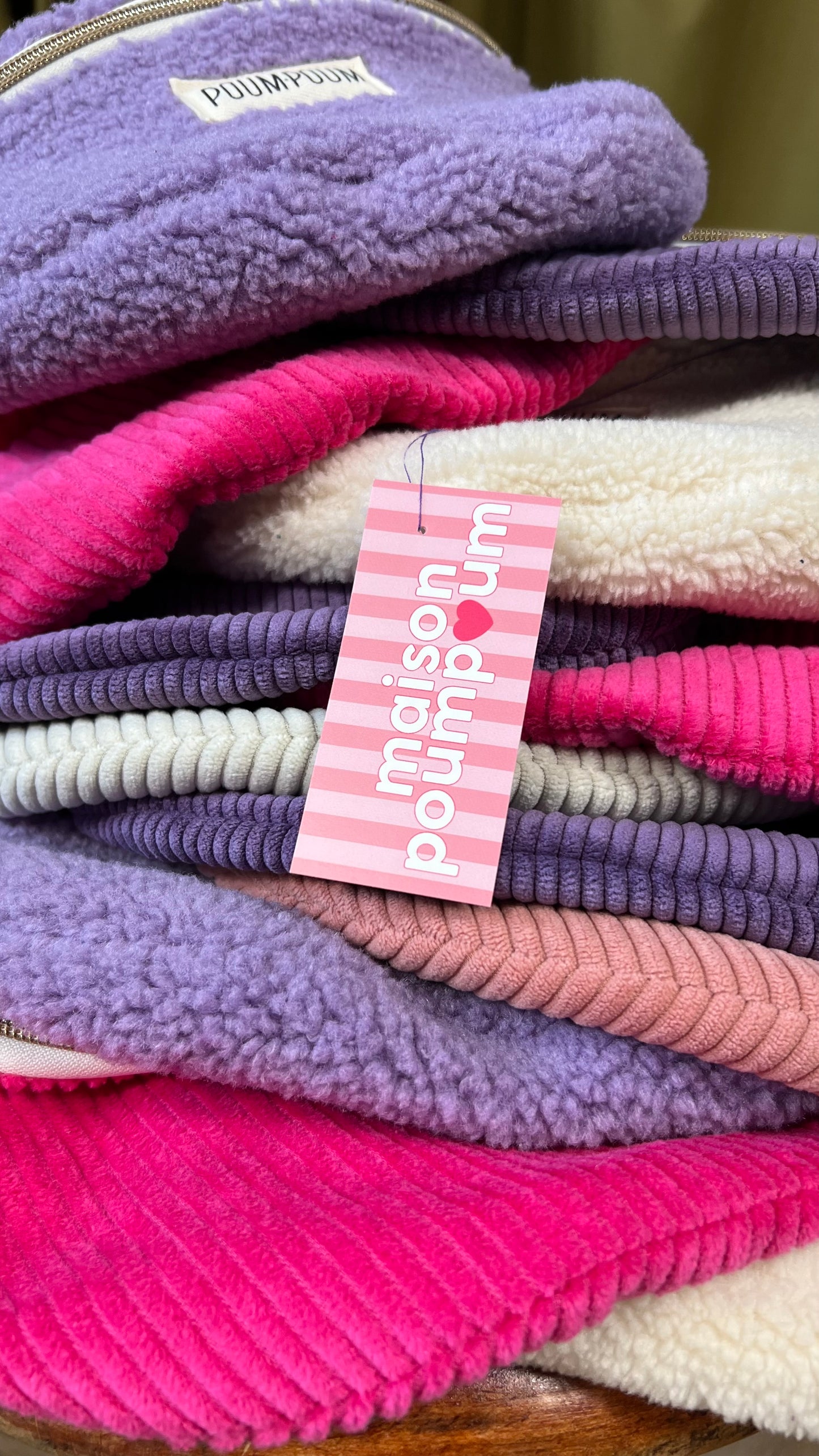 Sac banane - Velours côtelé Rose Fuchsia