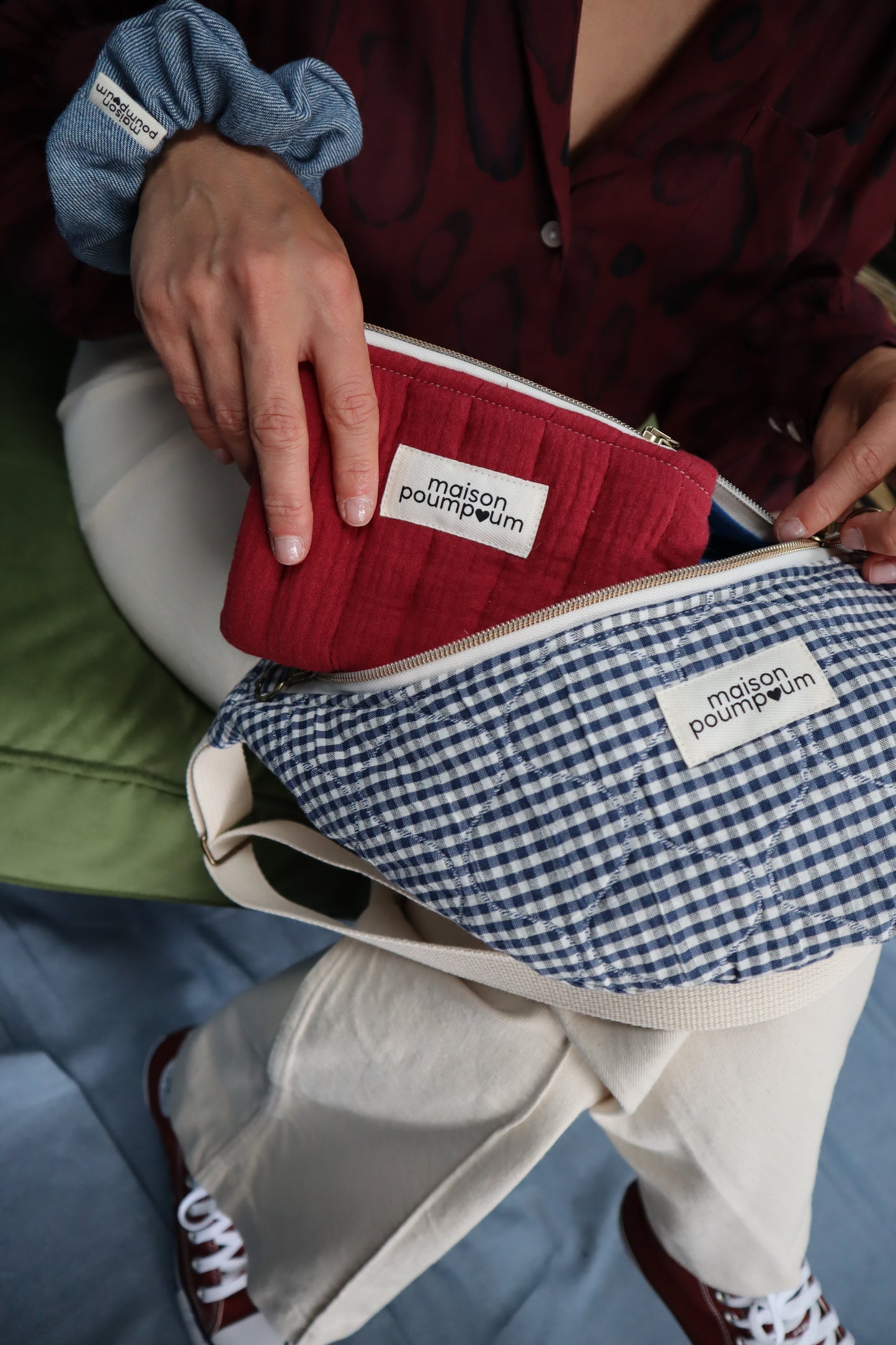 sac banane vichy marine style