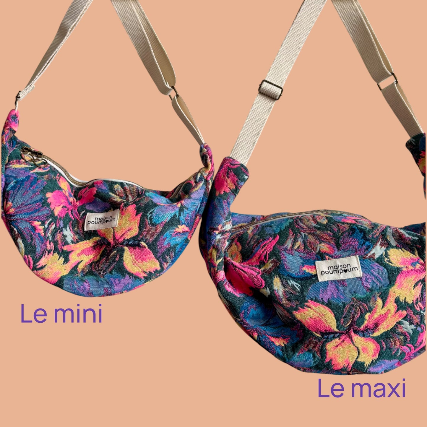 Sac Demi Lune - Fleuri Vintage Fluo