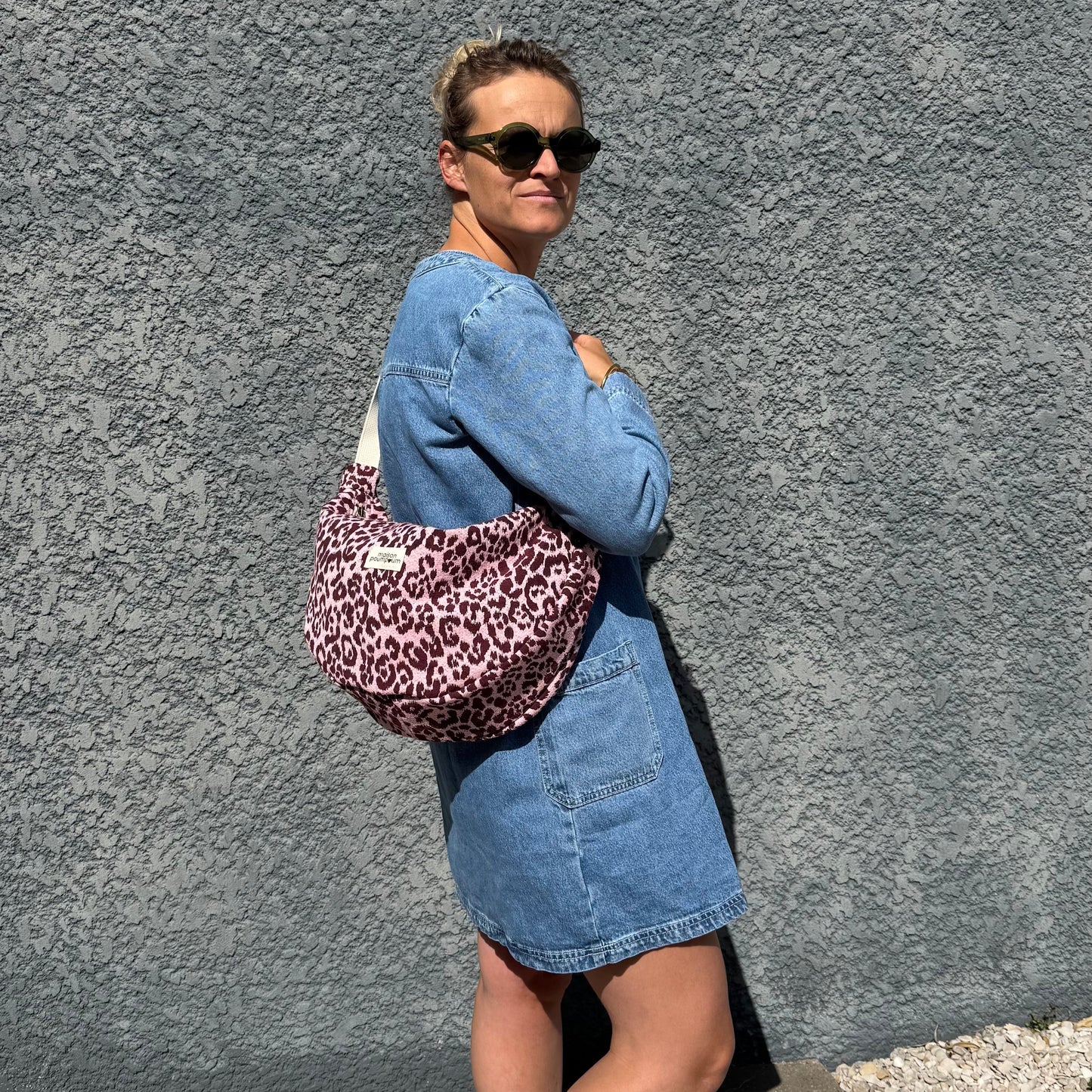 Sac Demi Lune - Leopard rose