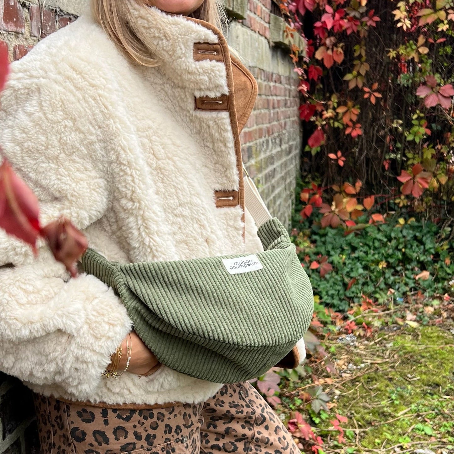 Sac Demi Lune - Velours kaki
