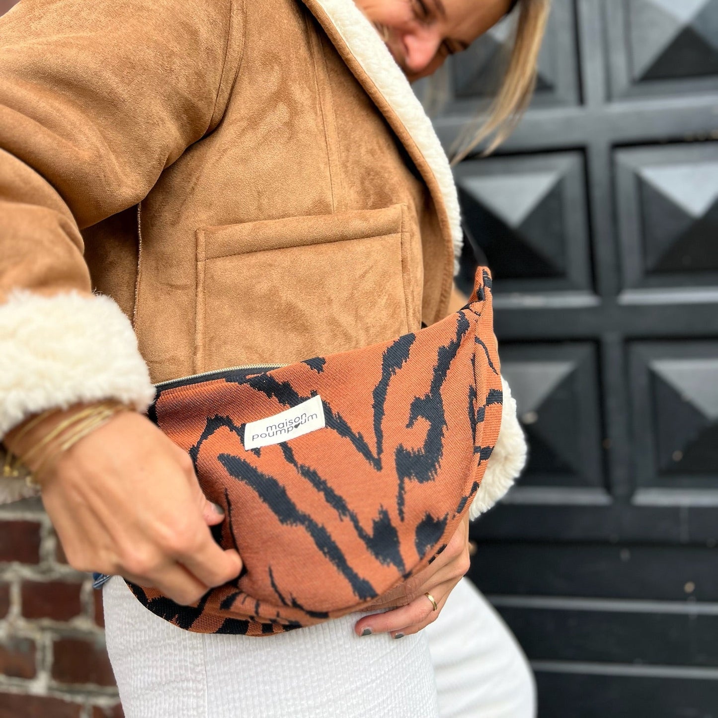 Sac Demi Lune - Jacquard Zèbre Terracotta