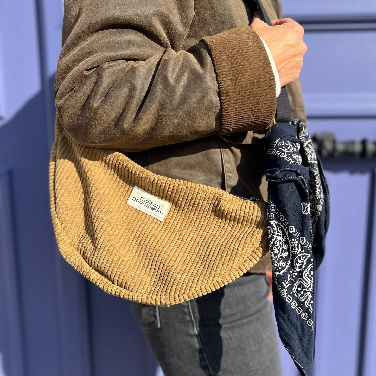 Sac Demi Lune - Velours camel