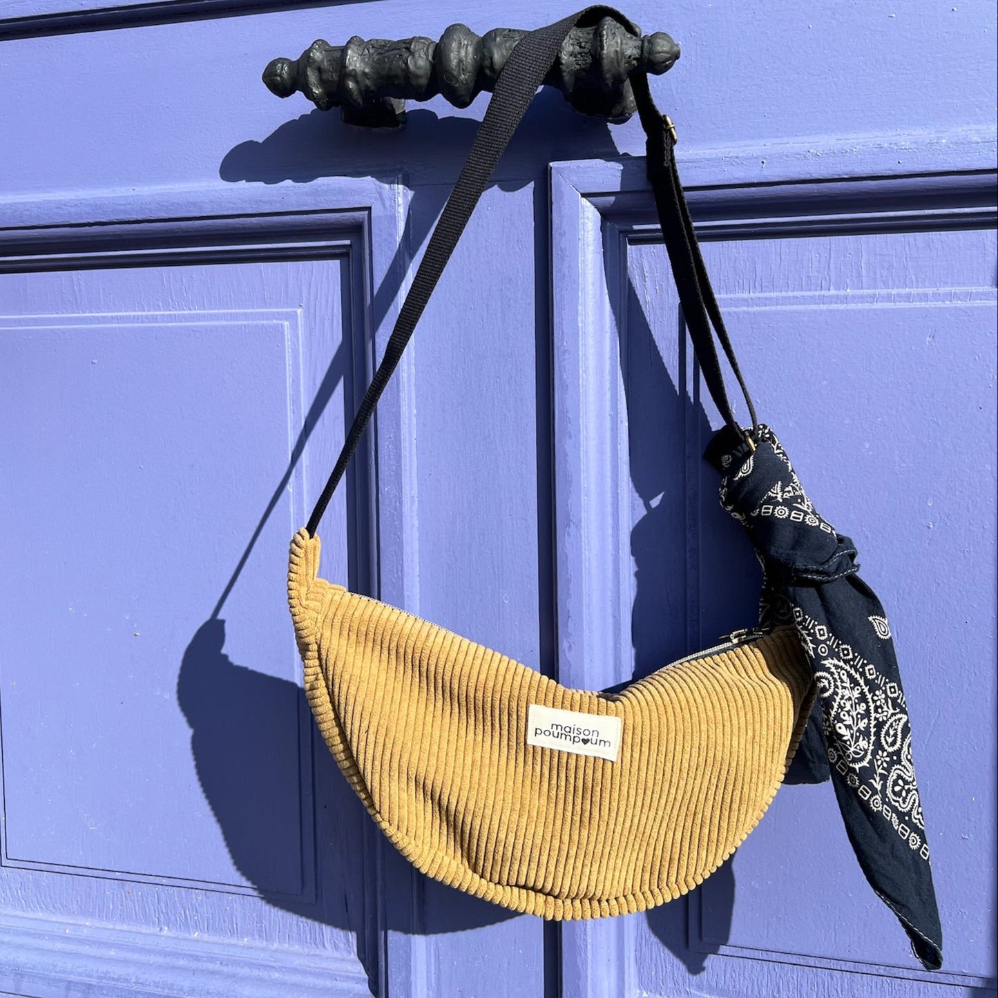 Sac Demi Lune - Velours camel
