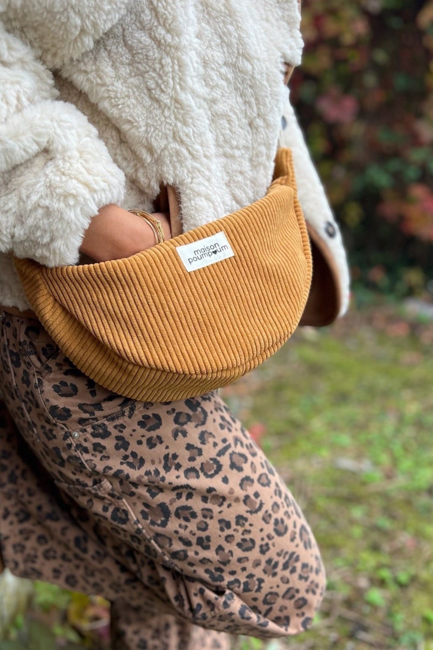 Sac Demi Lune - Velours moutarde