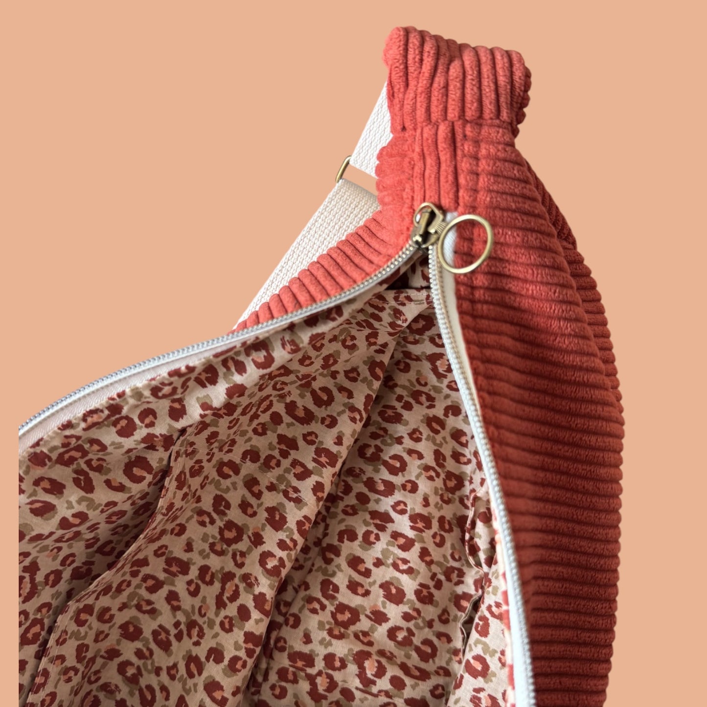 Sac Demi Lune - Velours terracota
