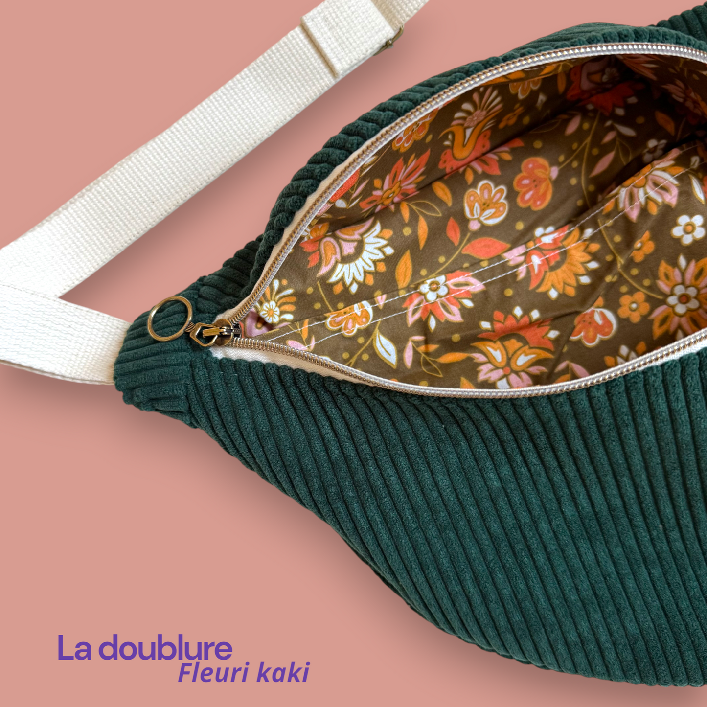 Sac banane - Velours côtelé vert sapin