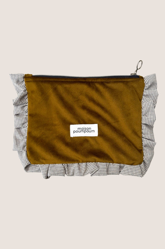 Pochette à froufrous – Velours bronze