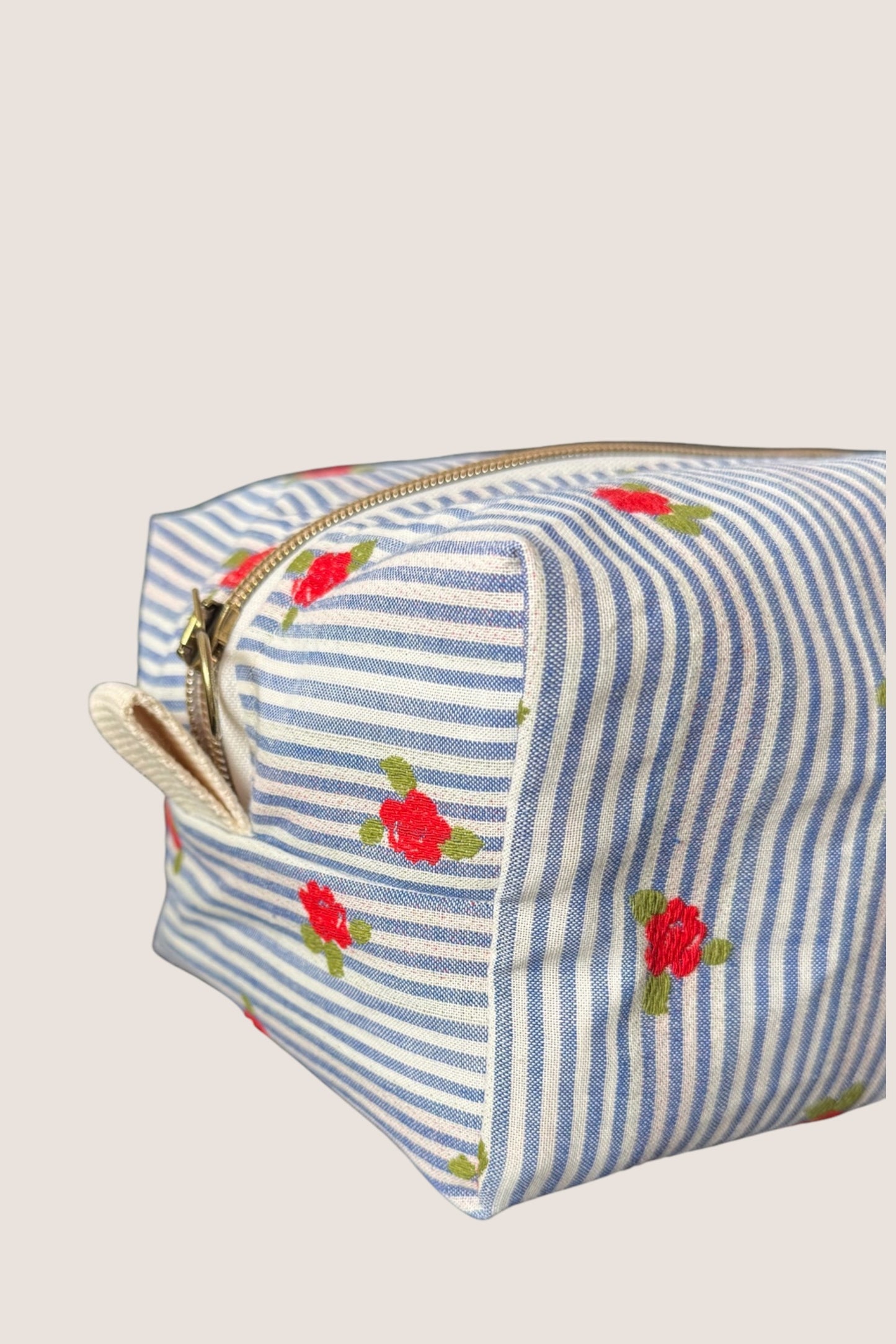 trousse toilette rayure fleurie Maison PoumPoum zoom zip