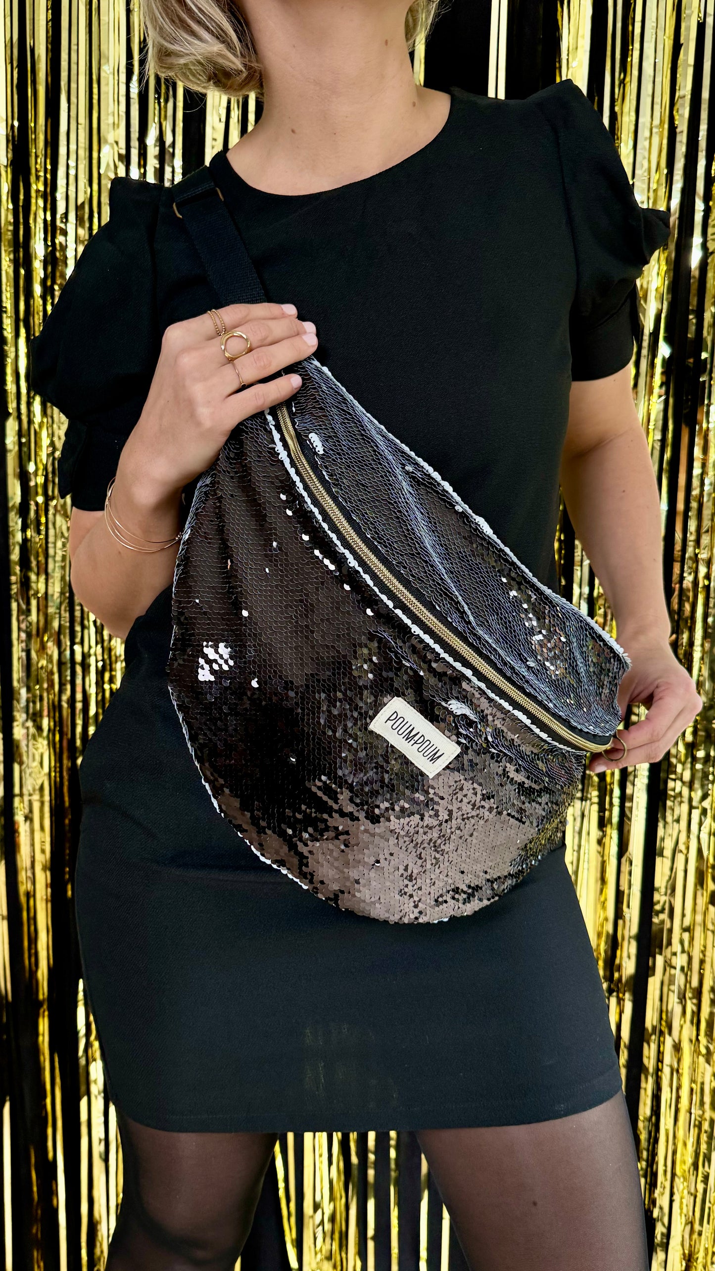 Sac banane - Sequin réversible Noir&Blanc