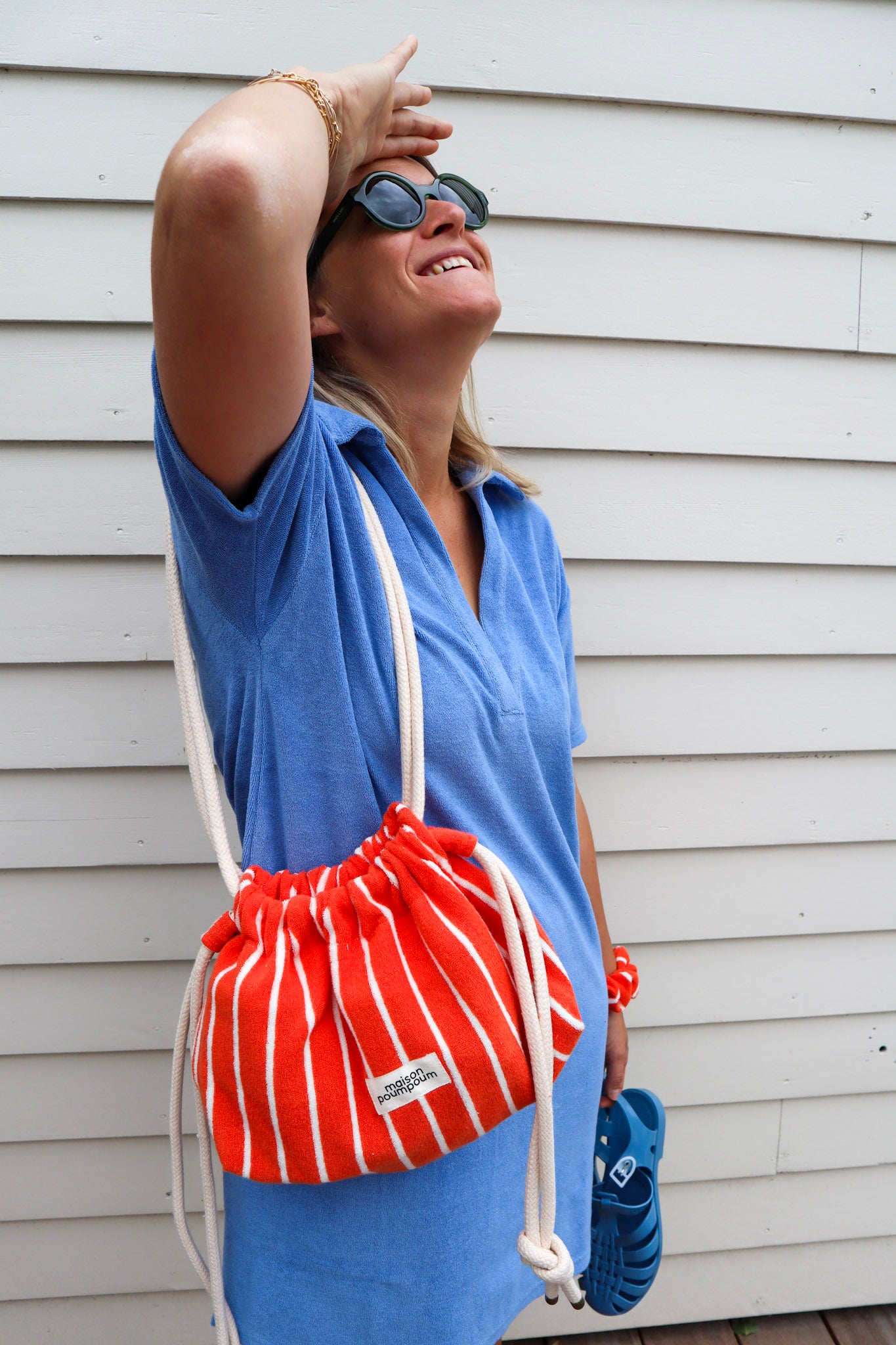 Mini sac bourse éponge rayure orange maison poumpoum été