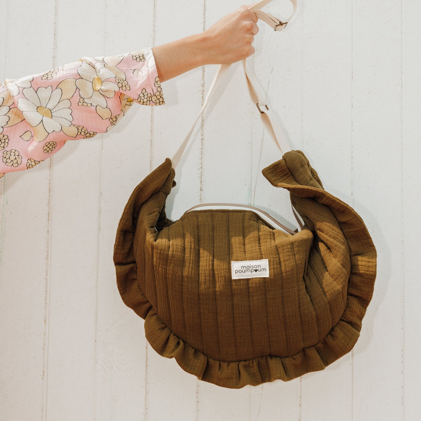Sac Demi Lune - Gaze de Coton Kaki