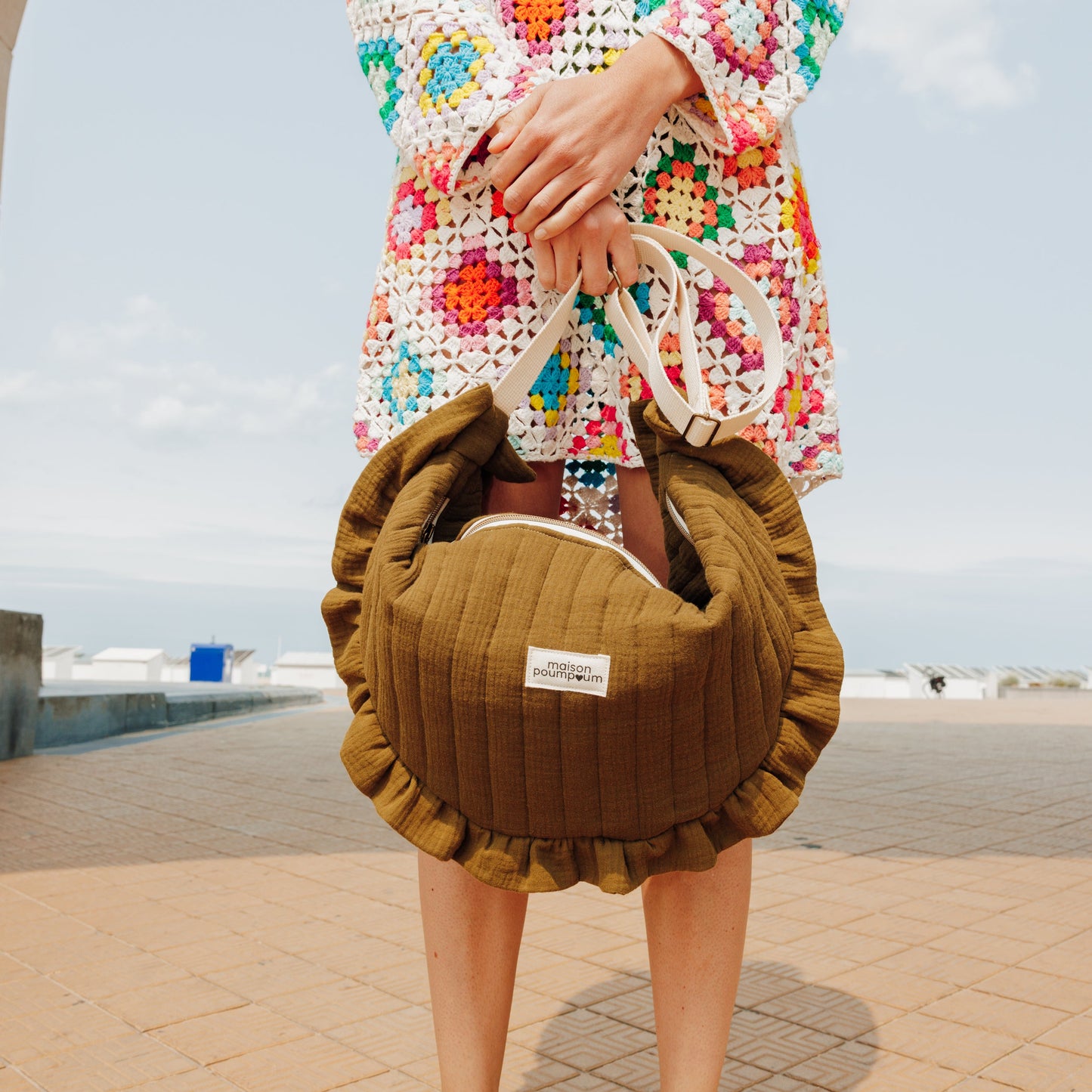 Sac Demi Lune - Gaze de Coton Kaki