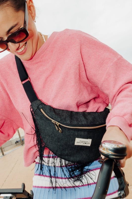 Sac Banane - Jean Noir à Frange