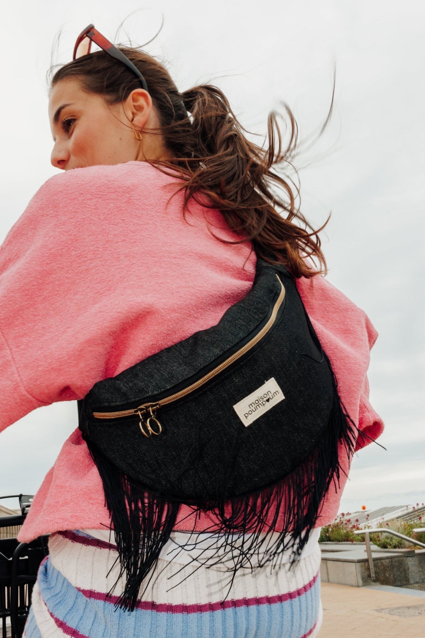 Sac Banane - Jean Noir à Frange