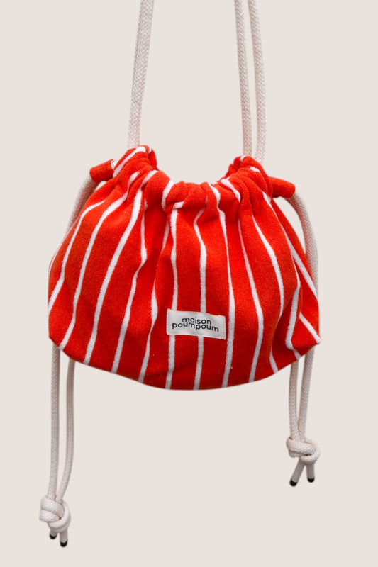 Mini sac bourse éponge rayure orange maison poumpoum