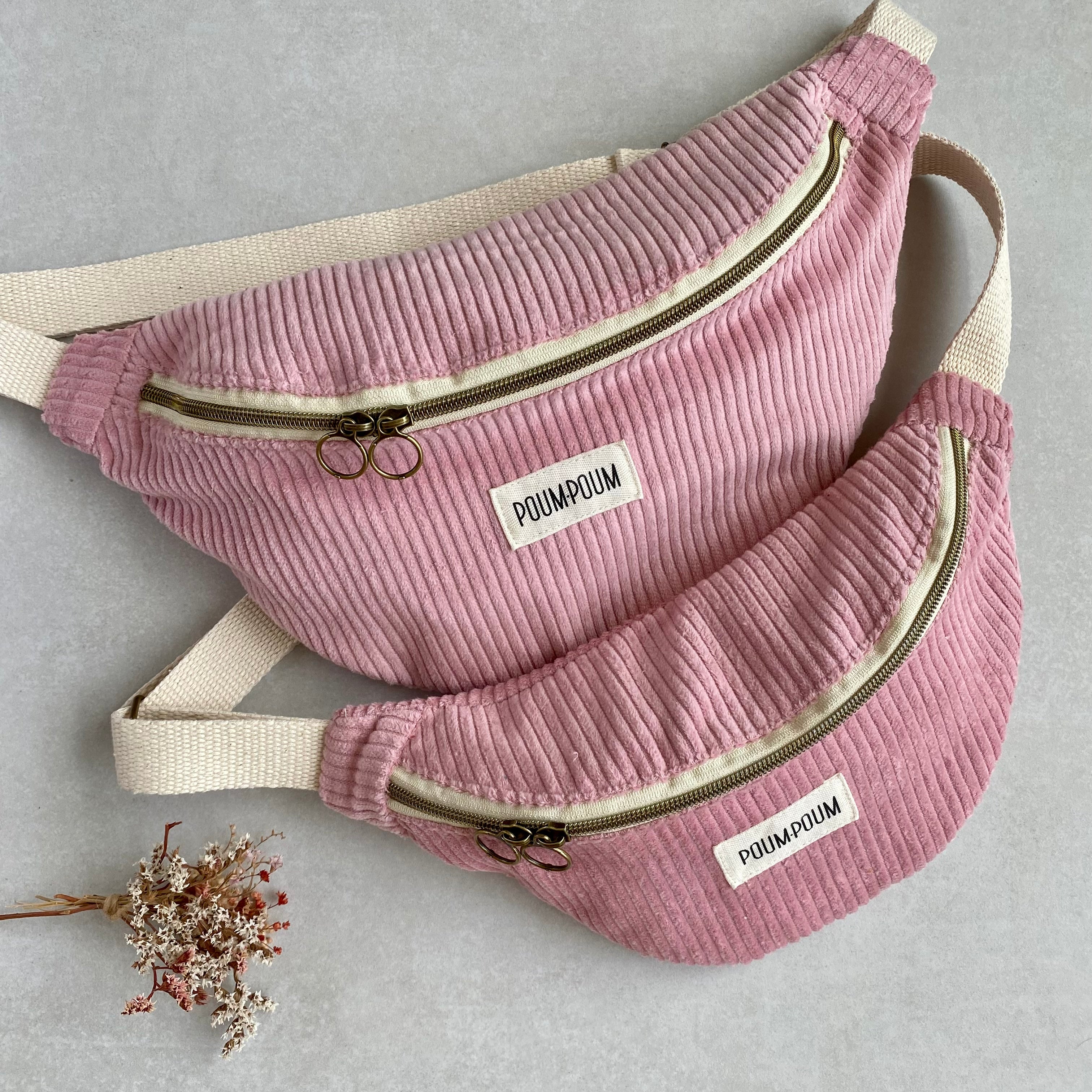 Sac banane Velours rose pastel