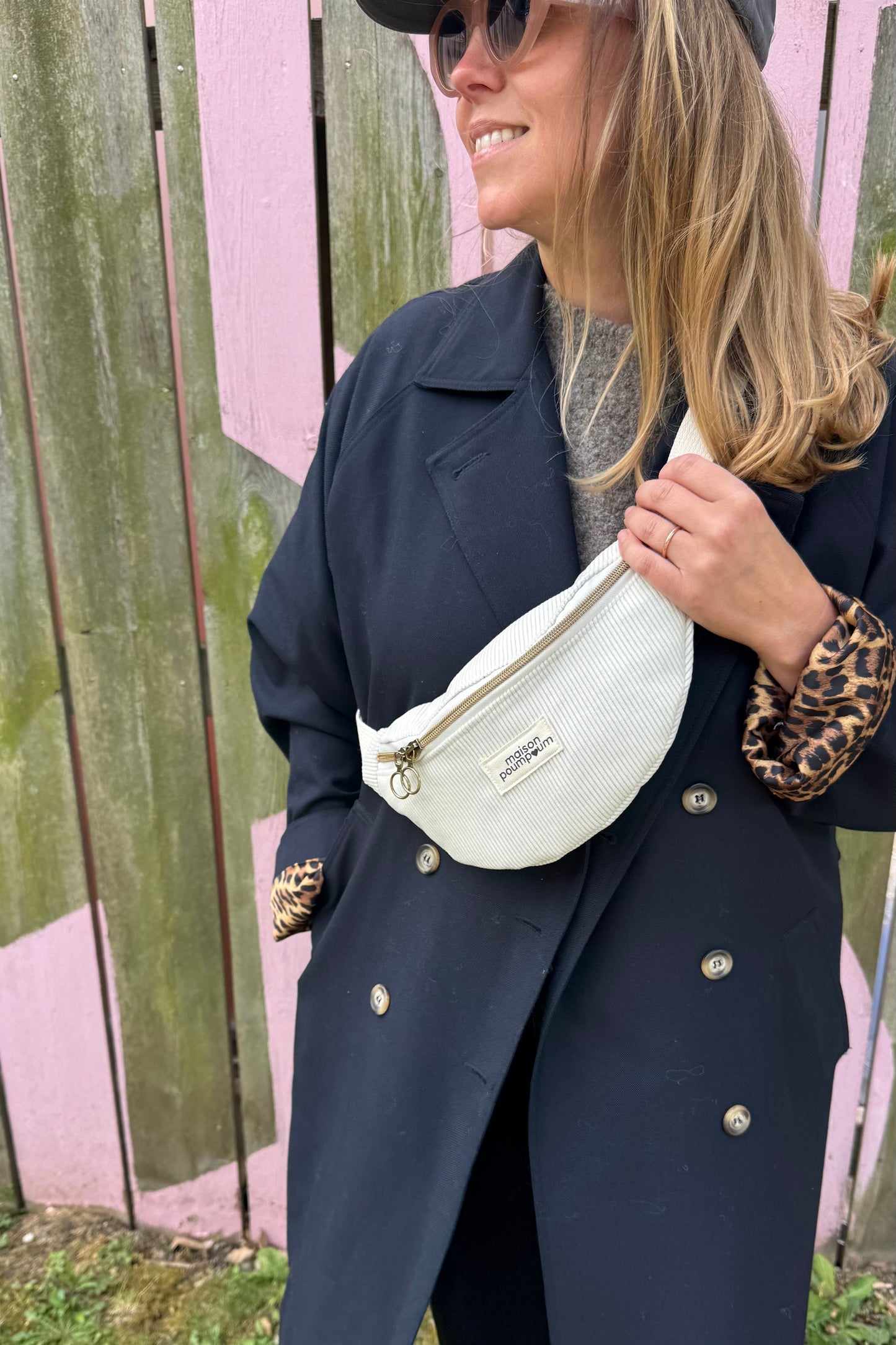sac banane velours creme femme maison poumpoum crossbody