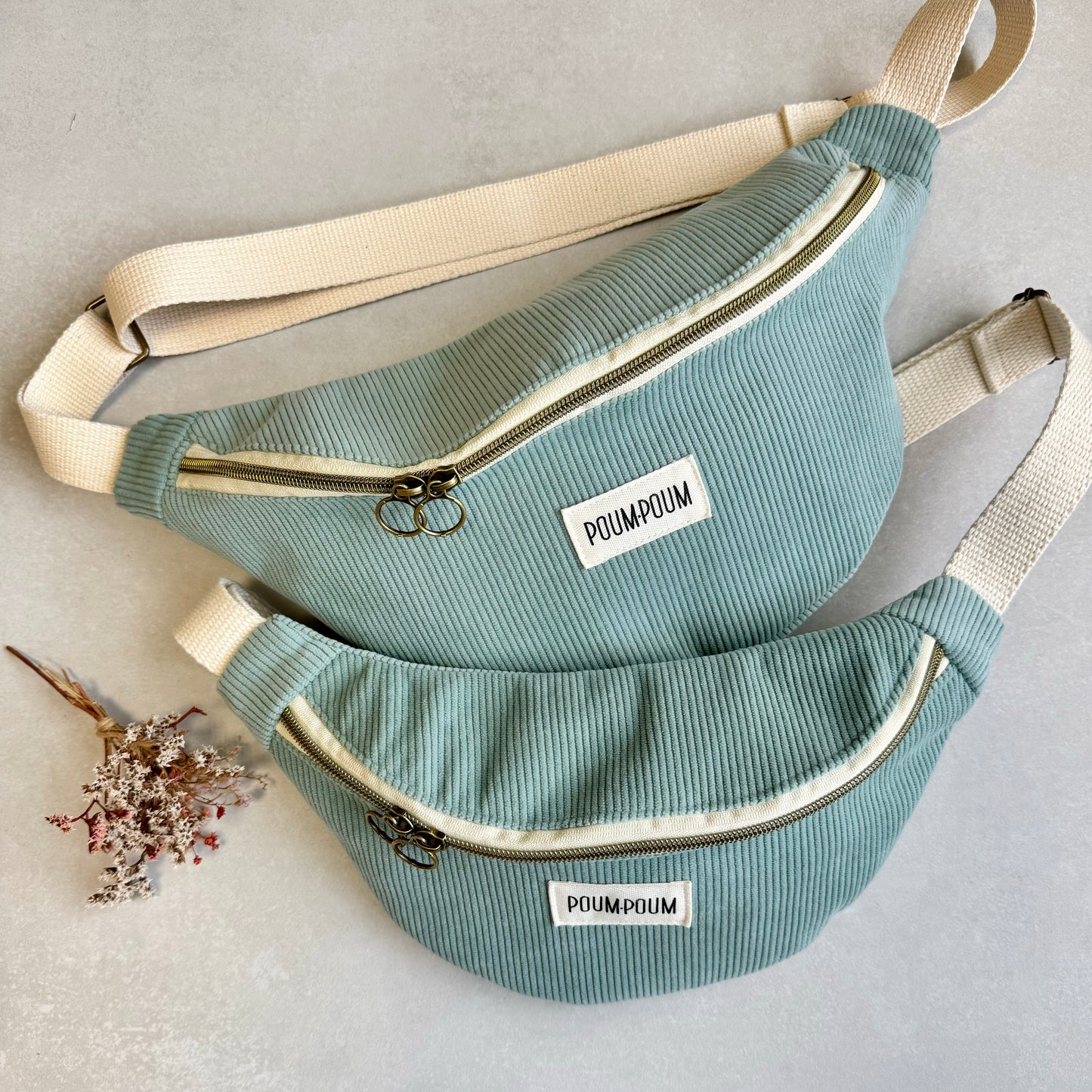 Sac banane - Velours vert céladon