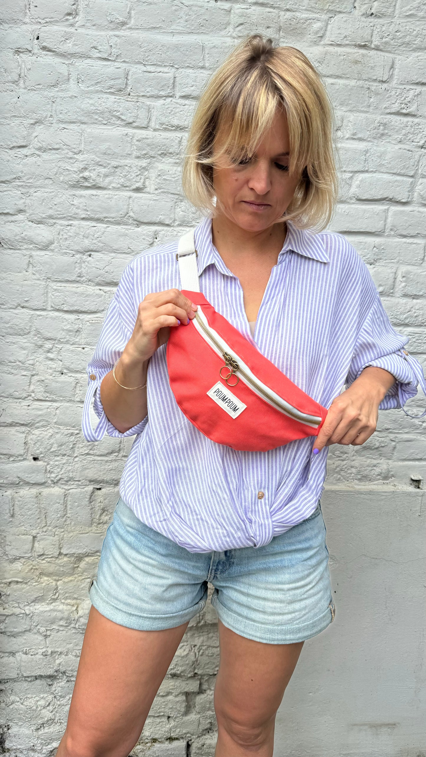 Sac banane - Corail - Coton upcyclé