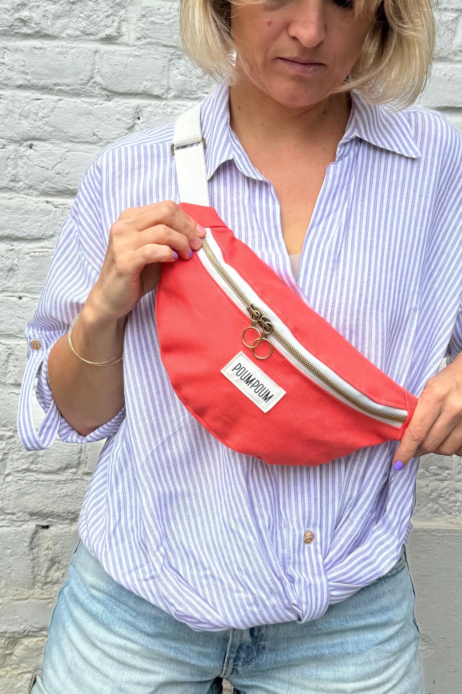 Sac banane coton recycle corail femme maison poumpoum mode