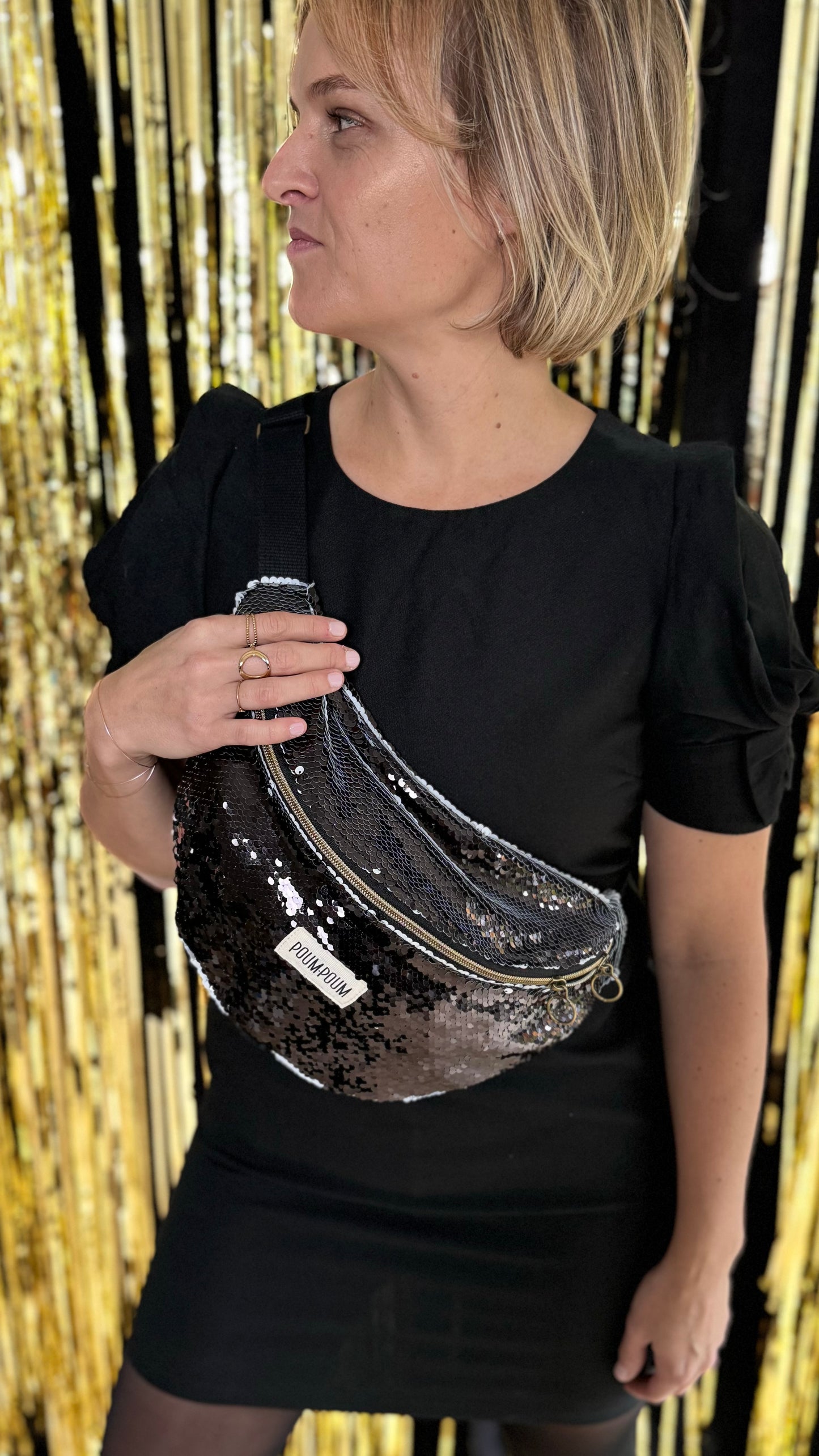 Sac banane - Sequin réversible Noir&Blanc