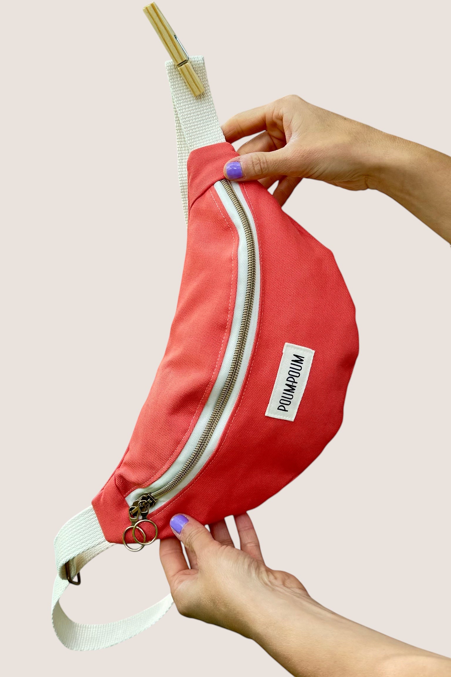 Sac banane coton recycle corail femme maison poumpoum