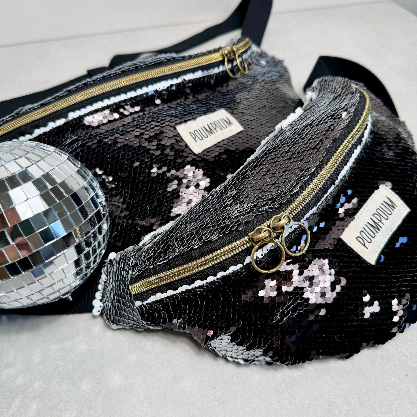 Sac banane - Sequin réversible Noir&Blanc