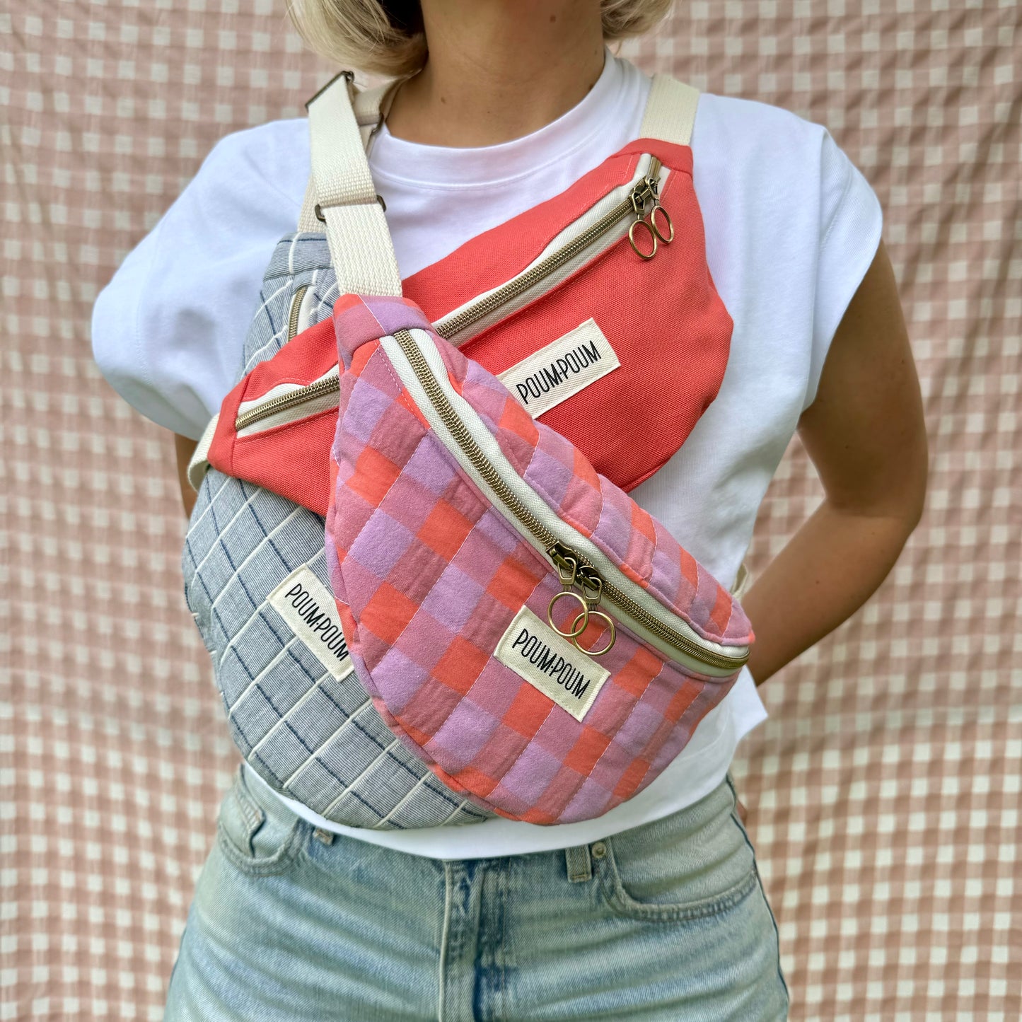 Sac banane - Corail - Coton upcyclé