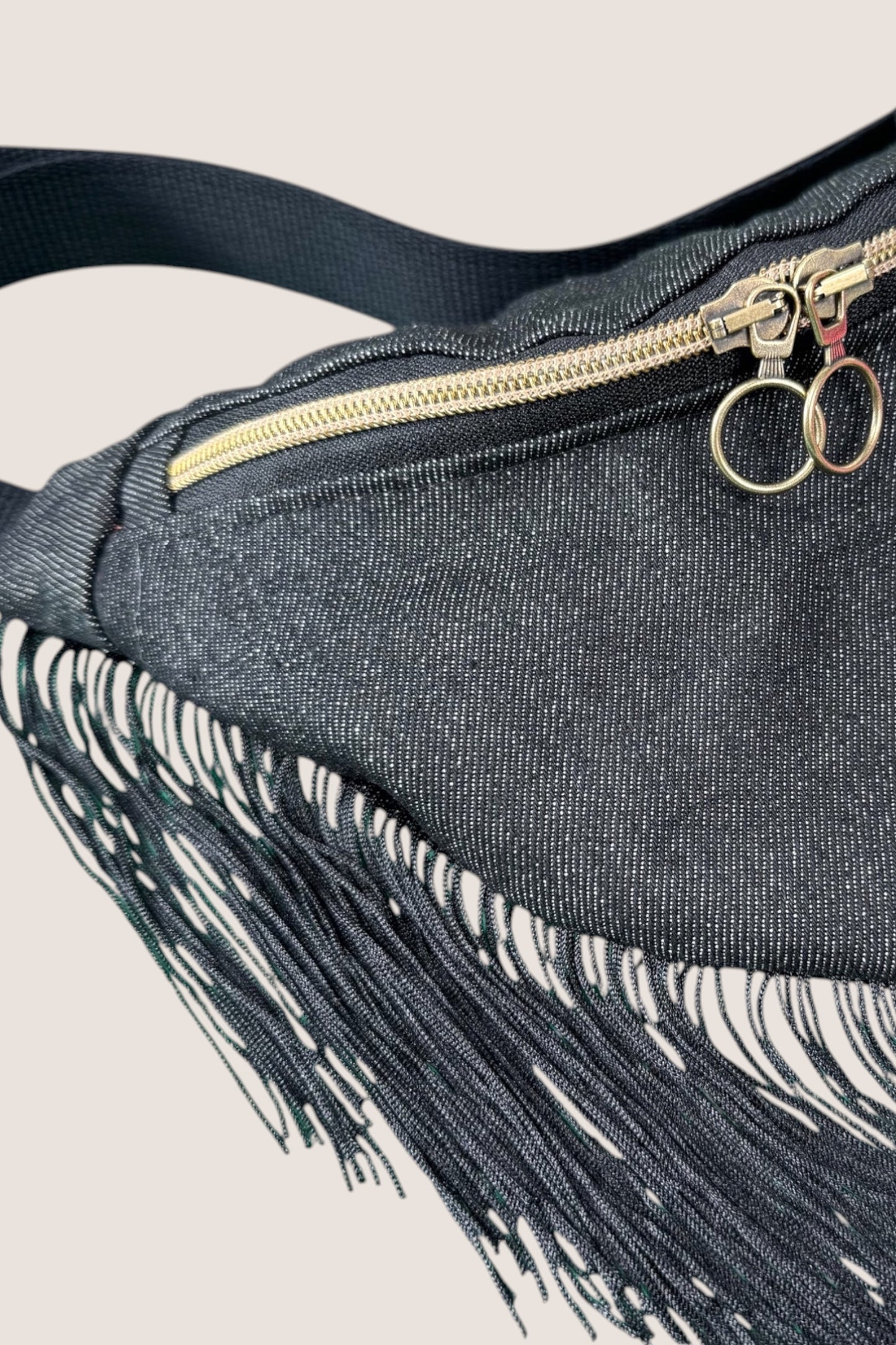 Sac Banane - Jean Noir à Frange