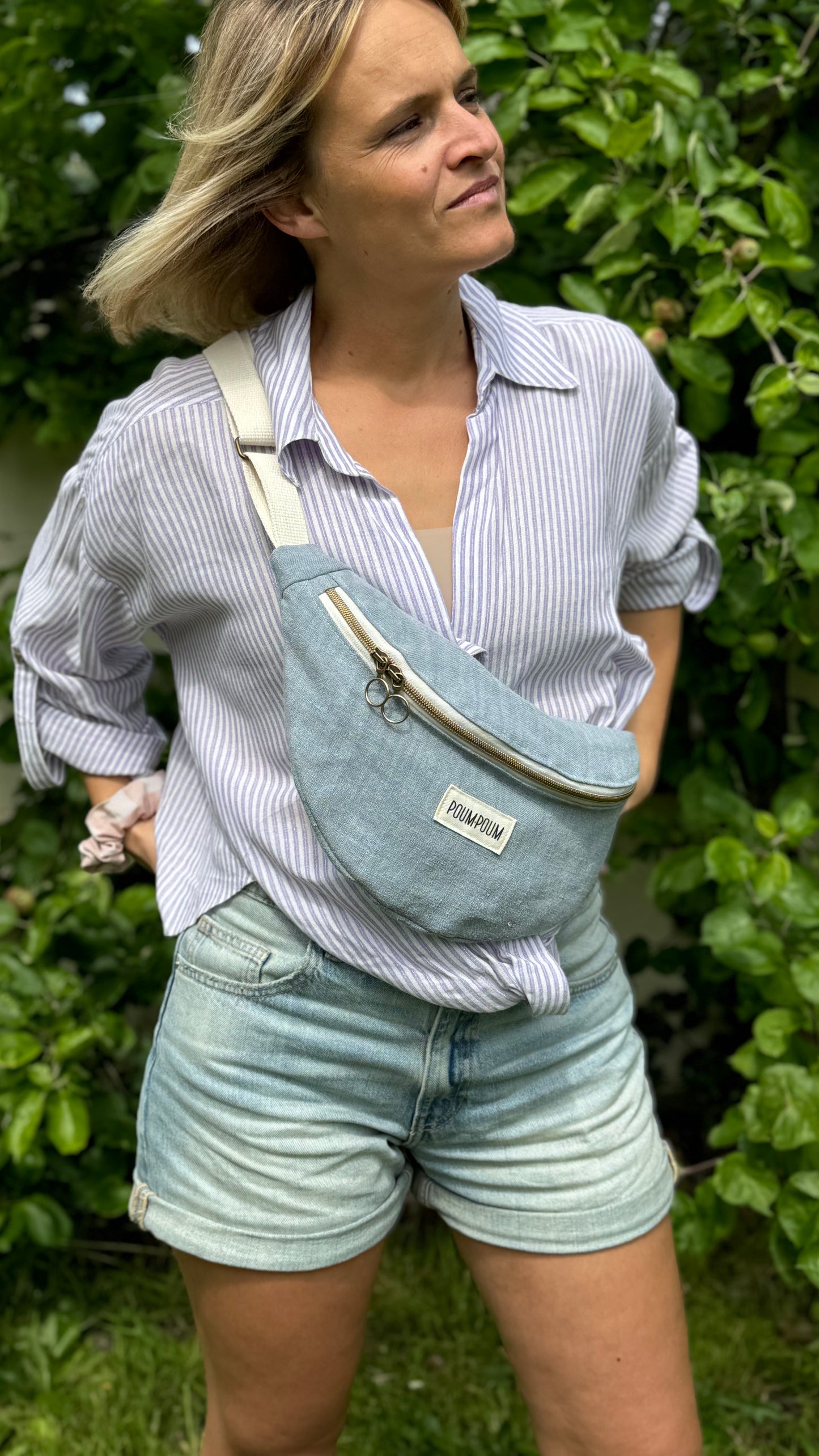 Sac banane - Lin blue jean TROUVAILLE