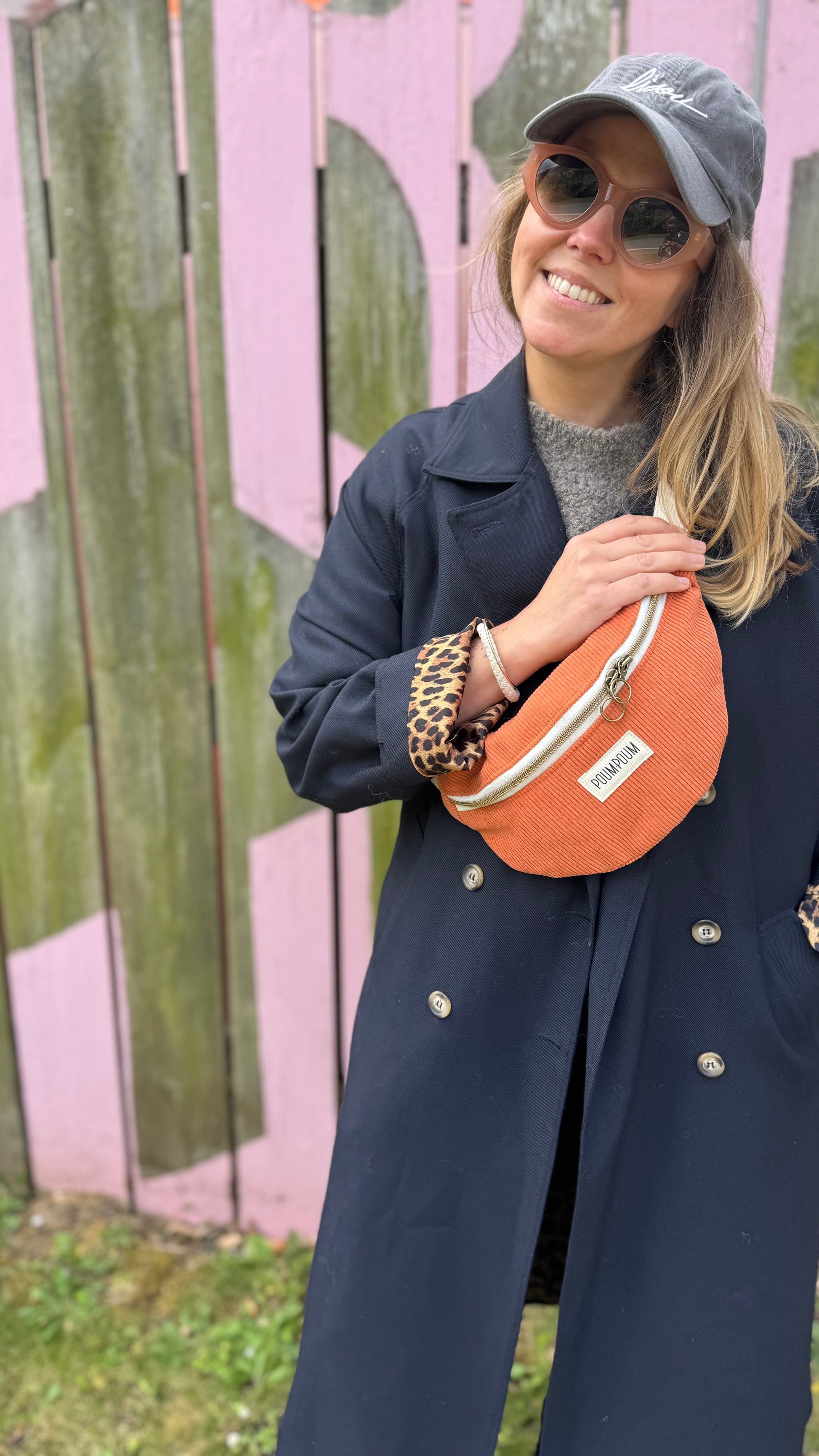 sac banane velours orange femme maison poumpoum mode