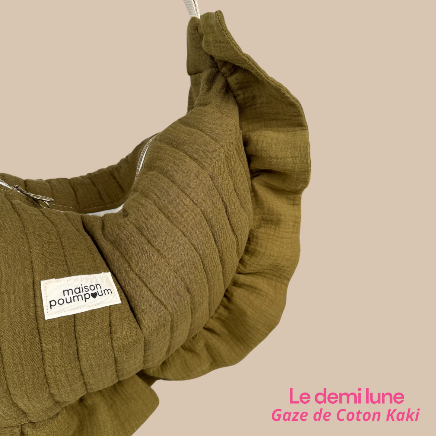 Sac Demi Lune - Gaze de Coton Kaki