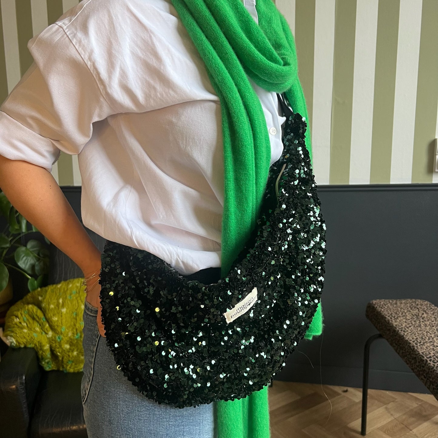 Sac Demi lune - Sequin vert