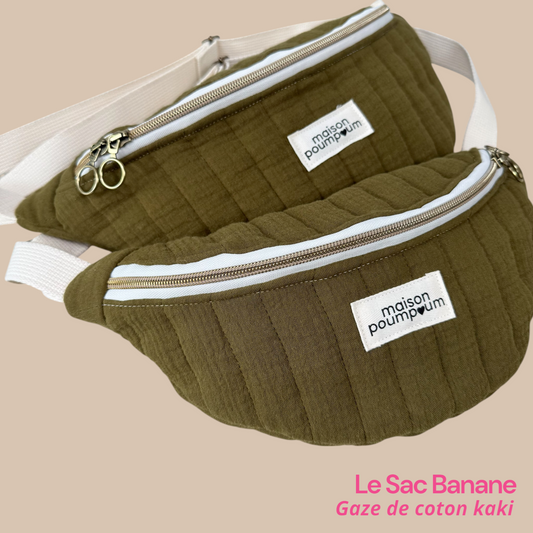 Sac Banane - Gaze de Coton Kaki