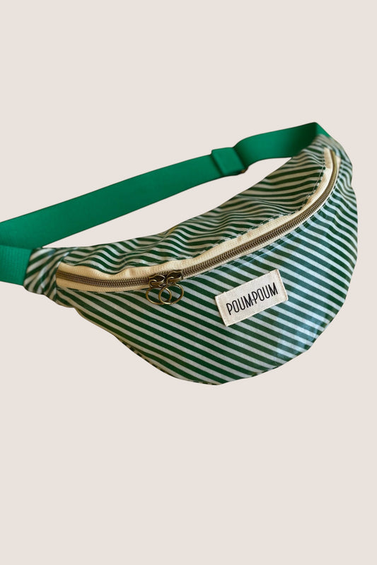 Sac banane KIDS - Coton enduit rayé vert