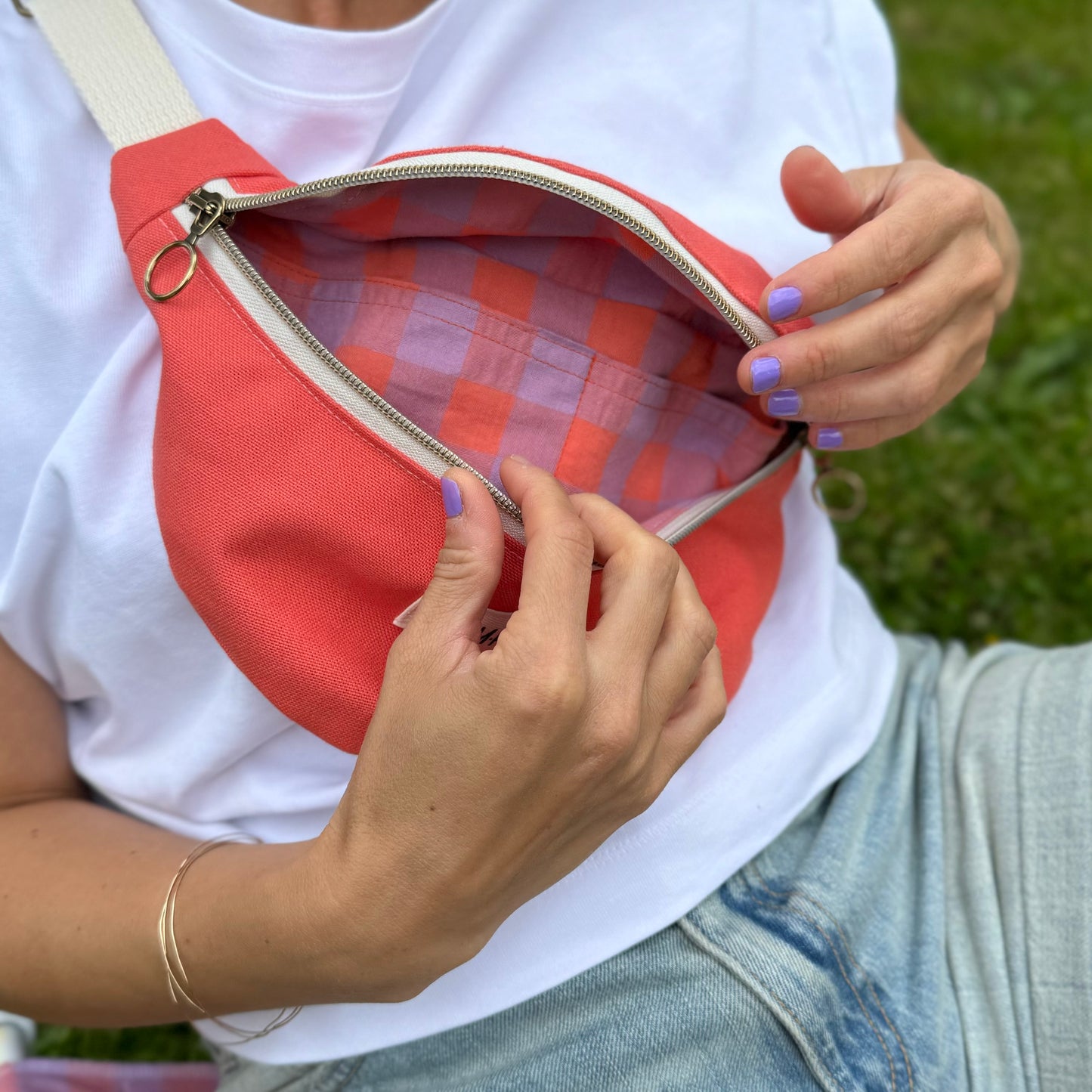 Sac banane - Corail - Coton upcyclé