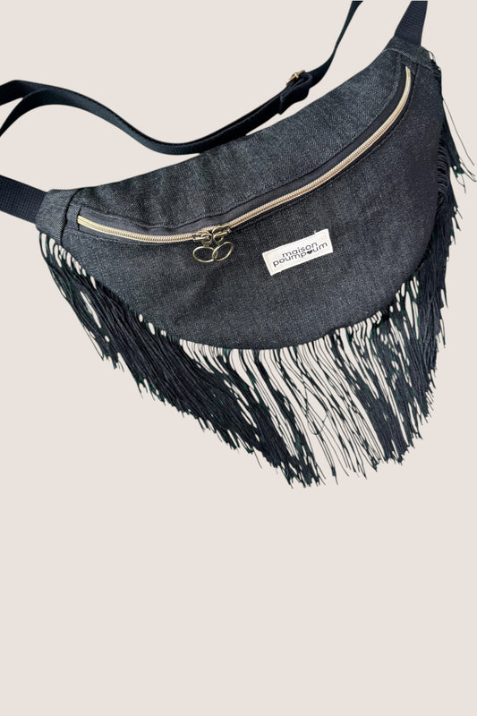 Sac Banane - Jean Noir à Frange