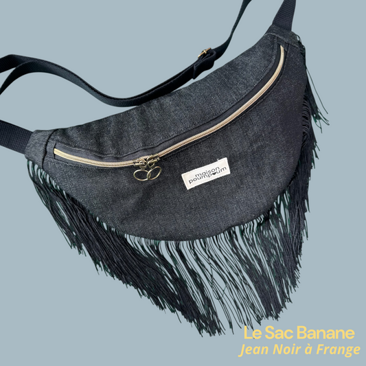 Sac Banane - Jean Noir à Frange