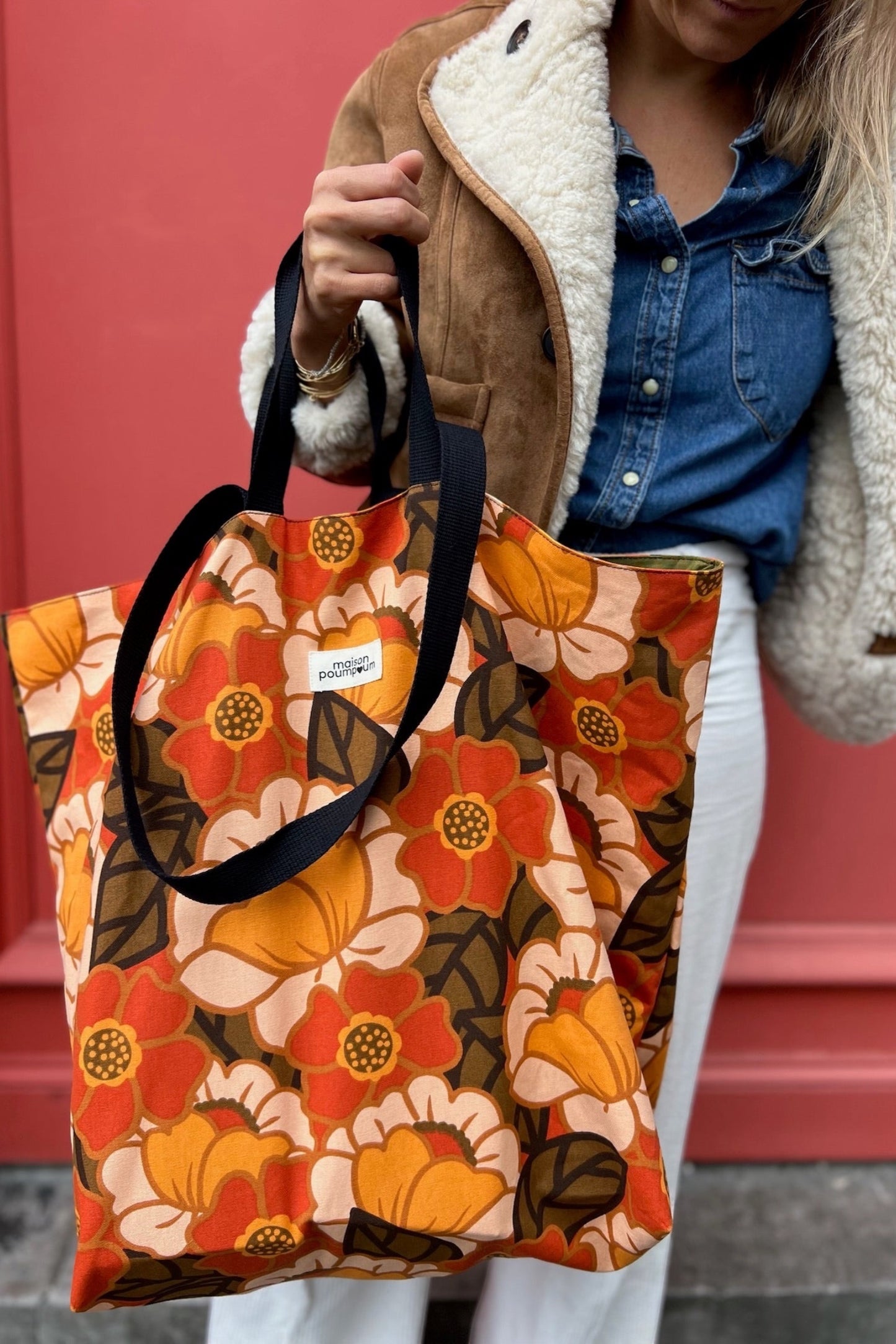Maxi tote bag fleur 70’s style
