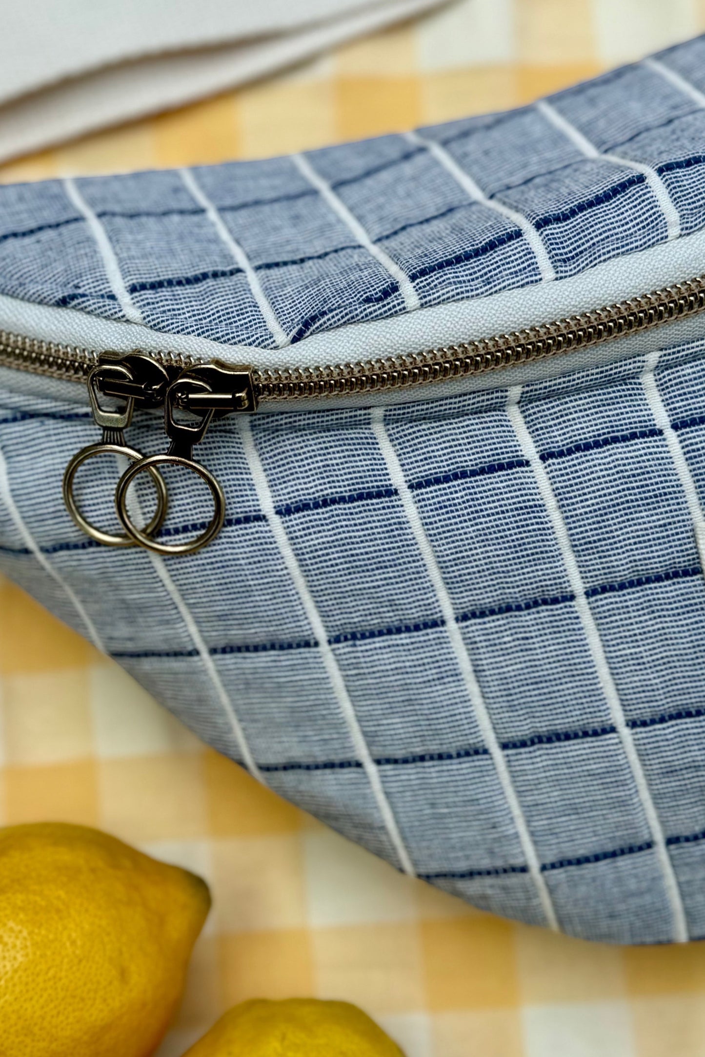 Sac banane - Coton matelassé carreaux bleu